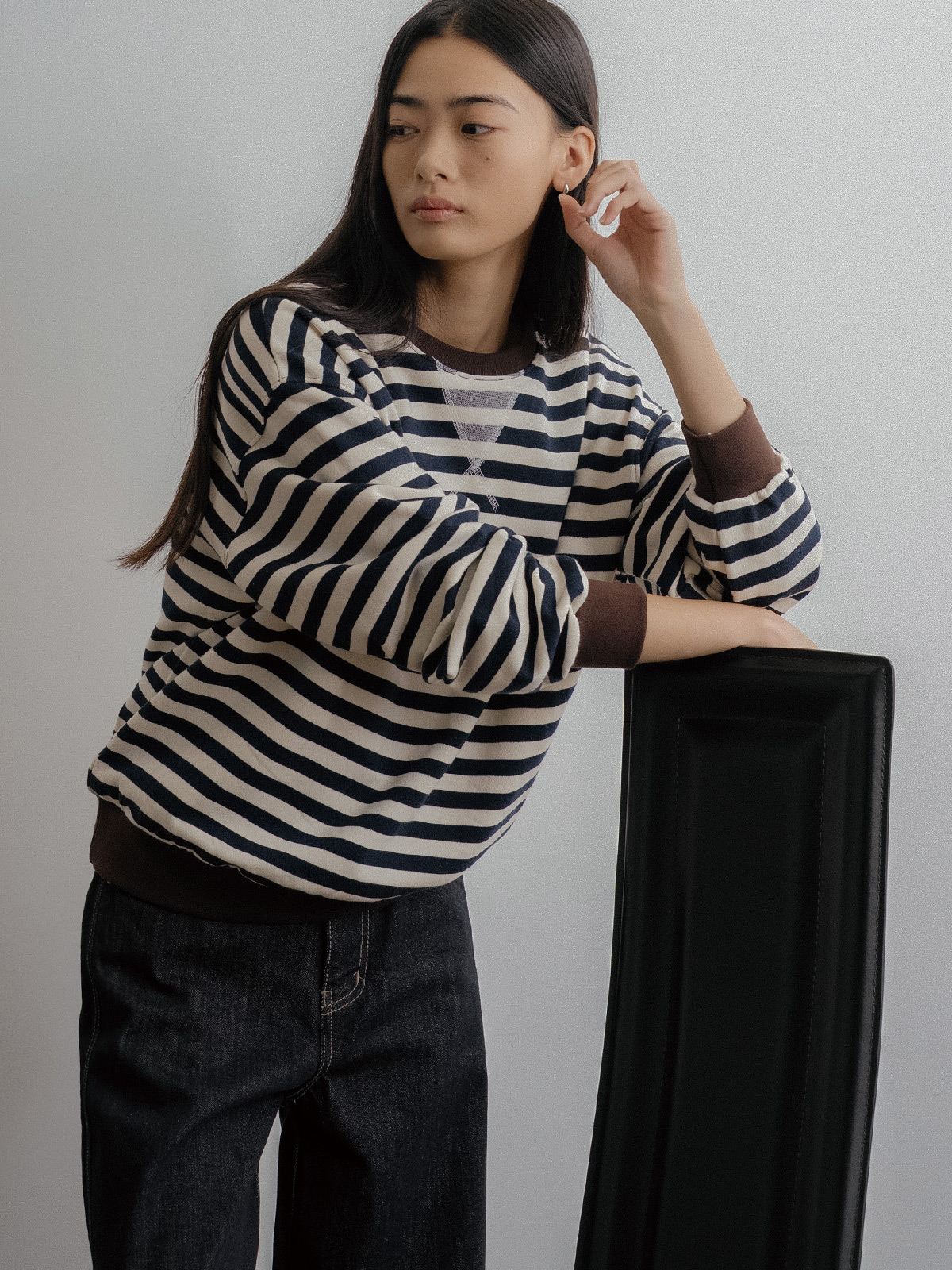 Dot point stripe sweatshirt FRFA02LT01_Navy