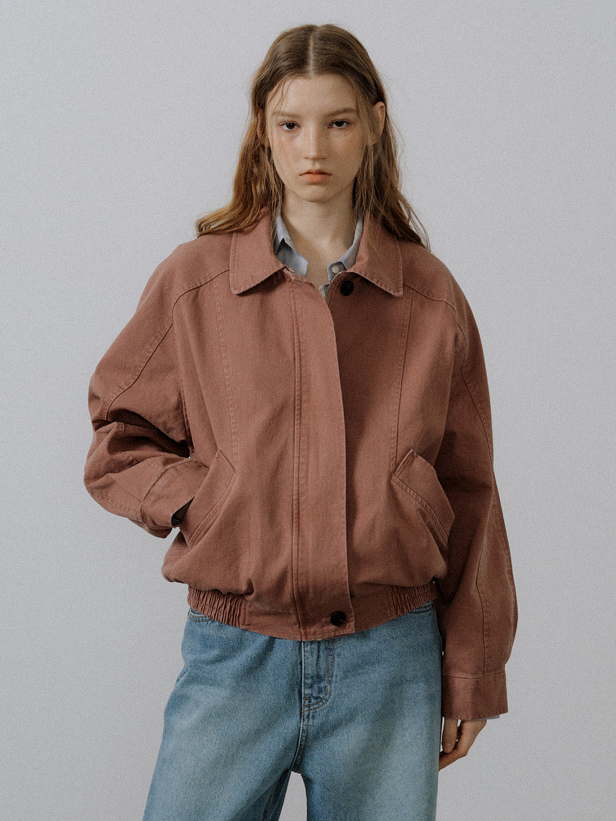 Vintage washing bomber jumper [FRSP05JP03]_Pink