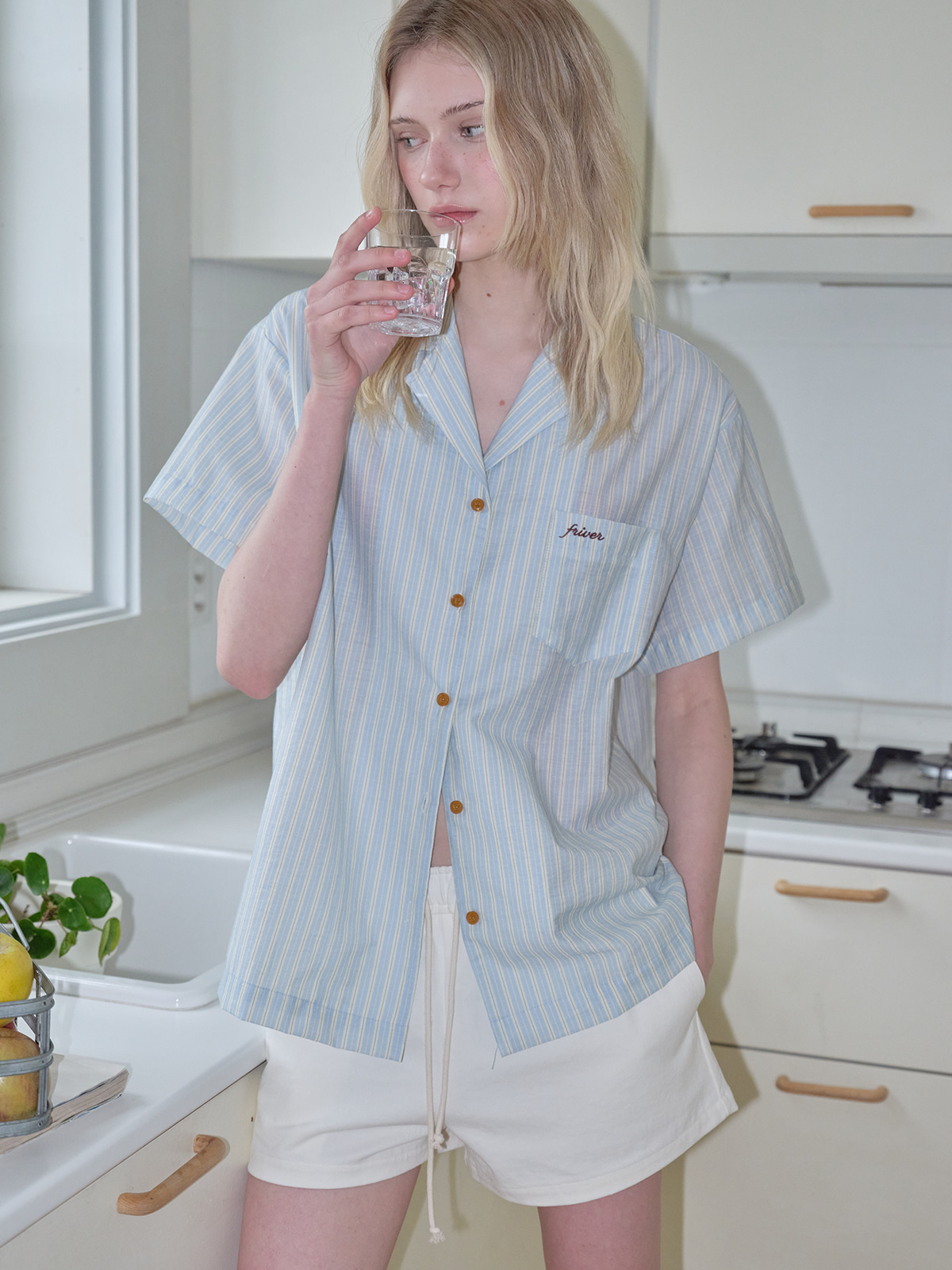 Stripe collar half shirt [FRSP08SH02]_Sky blue