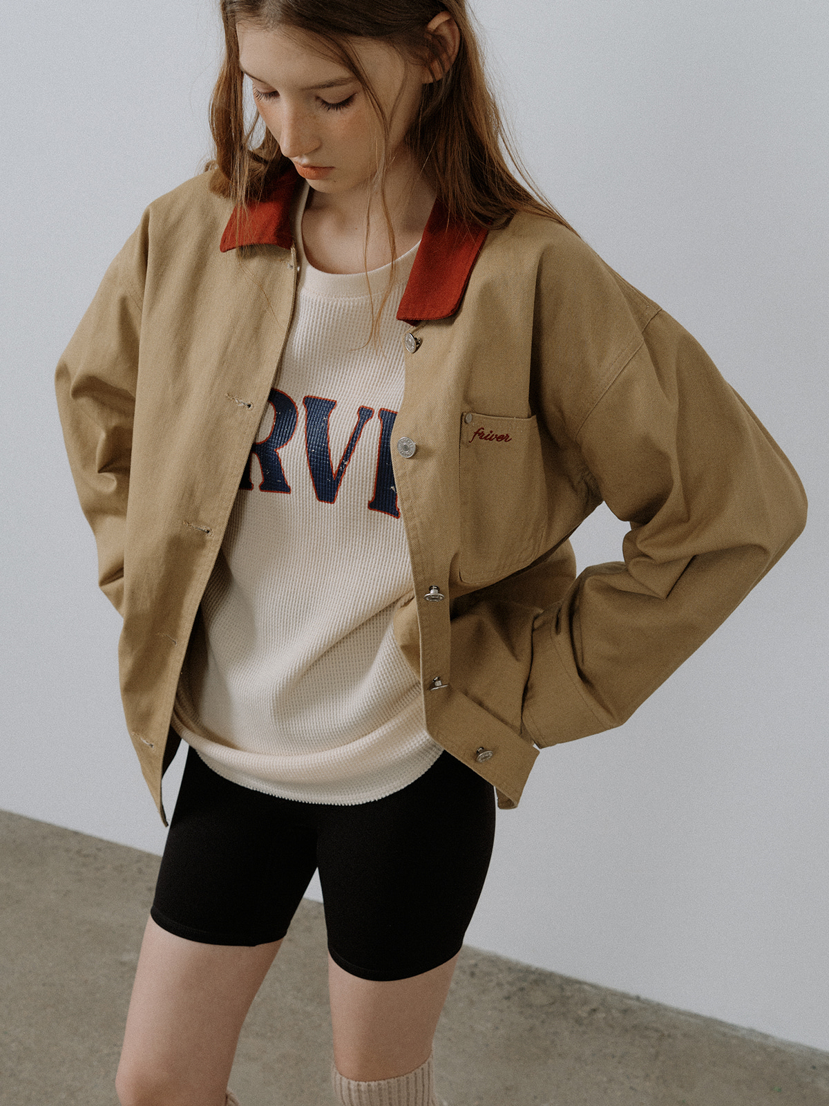 Coloring collar half work jacket [FRSP05JK01]_Beige