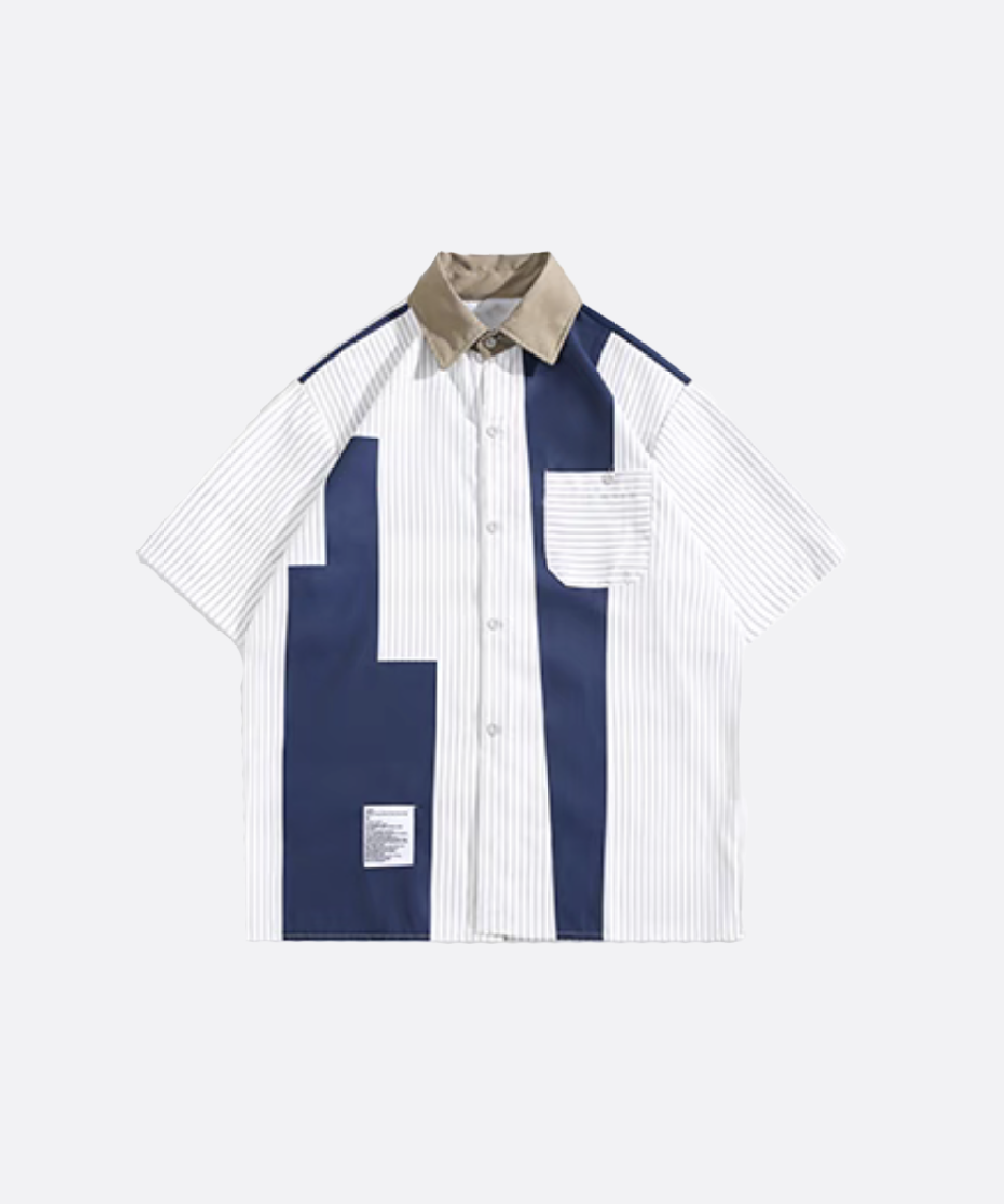 カラーブロック ストライプ パッチワーク シャツ | ファッション通販