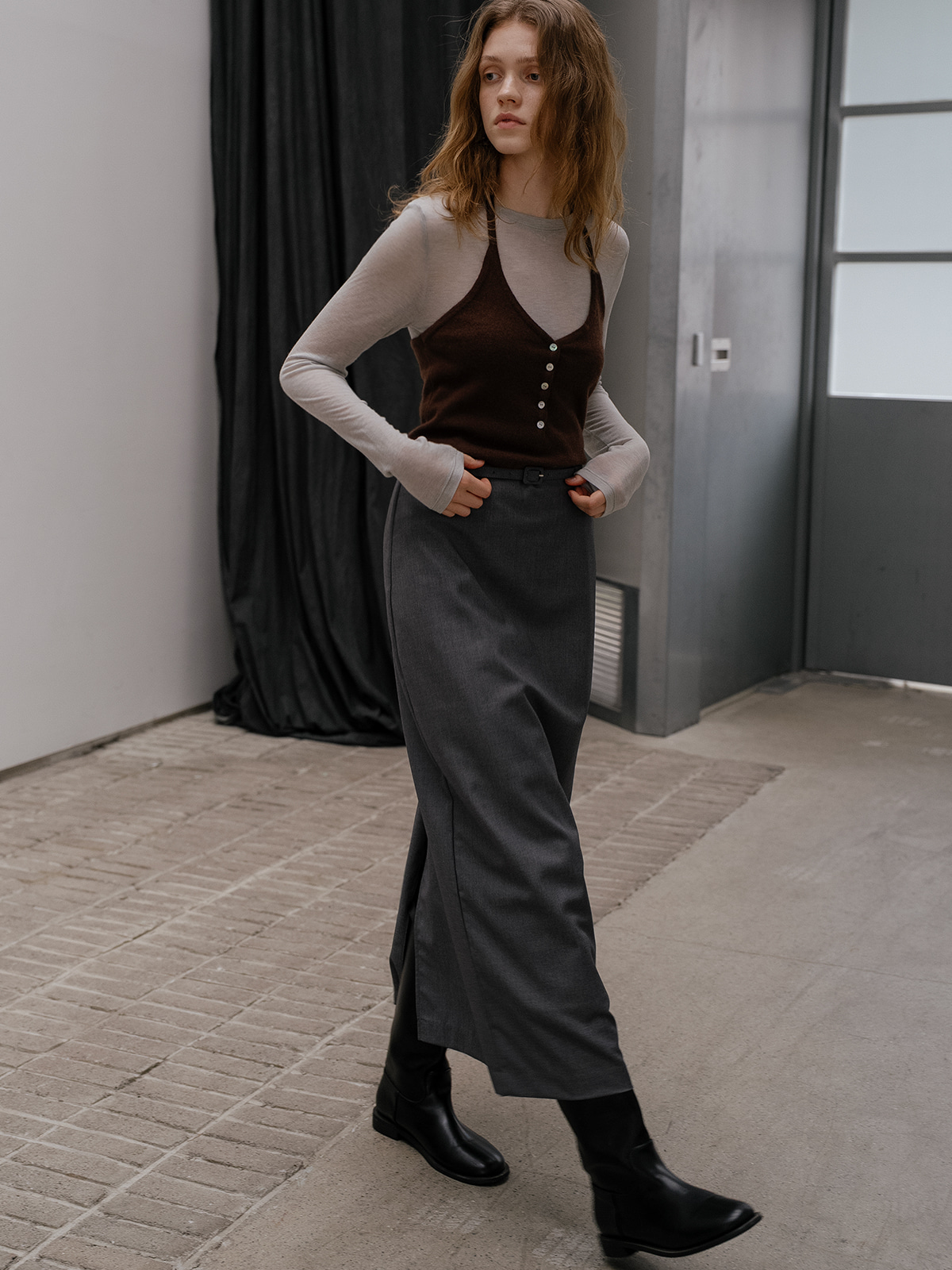 Halter neck knit vest FRFA01NT02_Brown