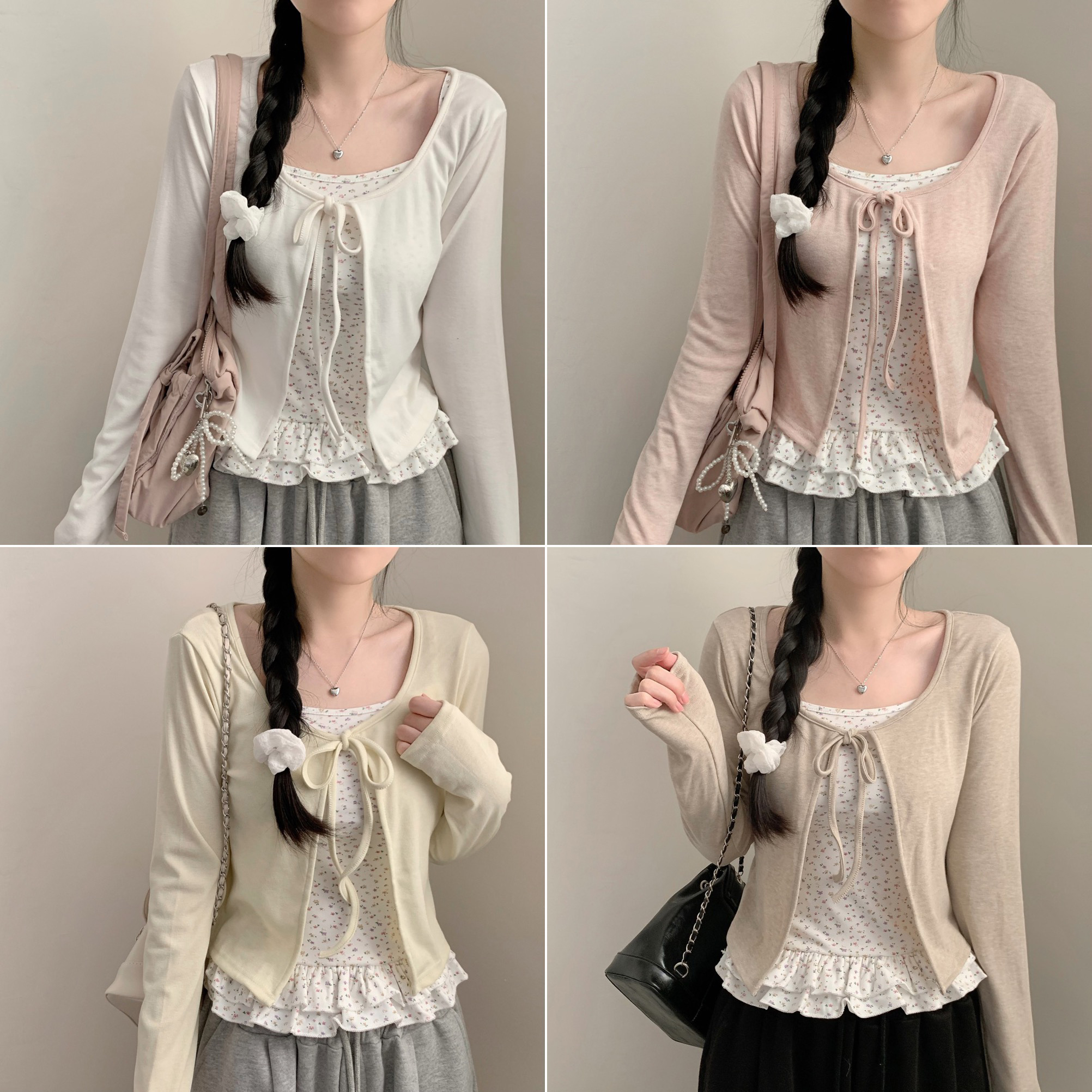 【値下げ】D&G フラワー柄 キャミソール SET](4color)フラワー柄キャミソール&カーディガン | ファッション通販