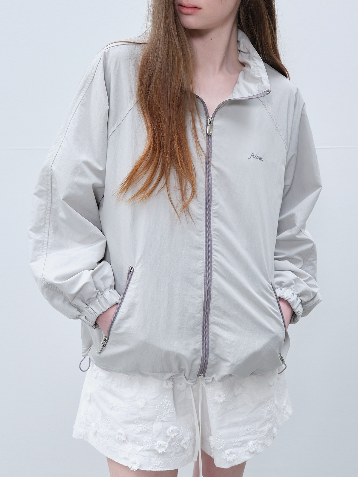 Sporty zip up nylon jumper [FRSP06JP02]_Gray