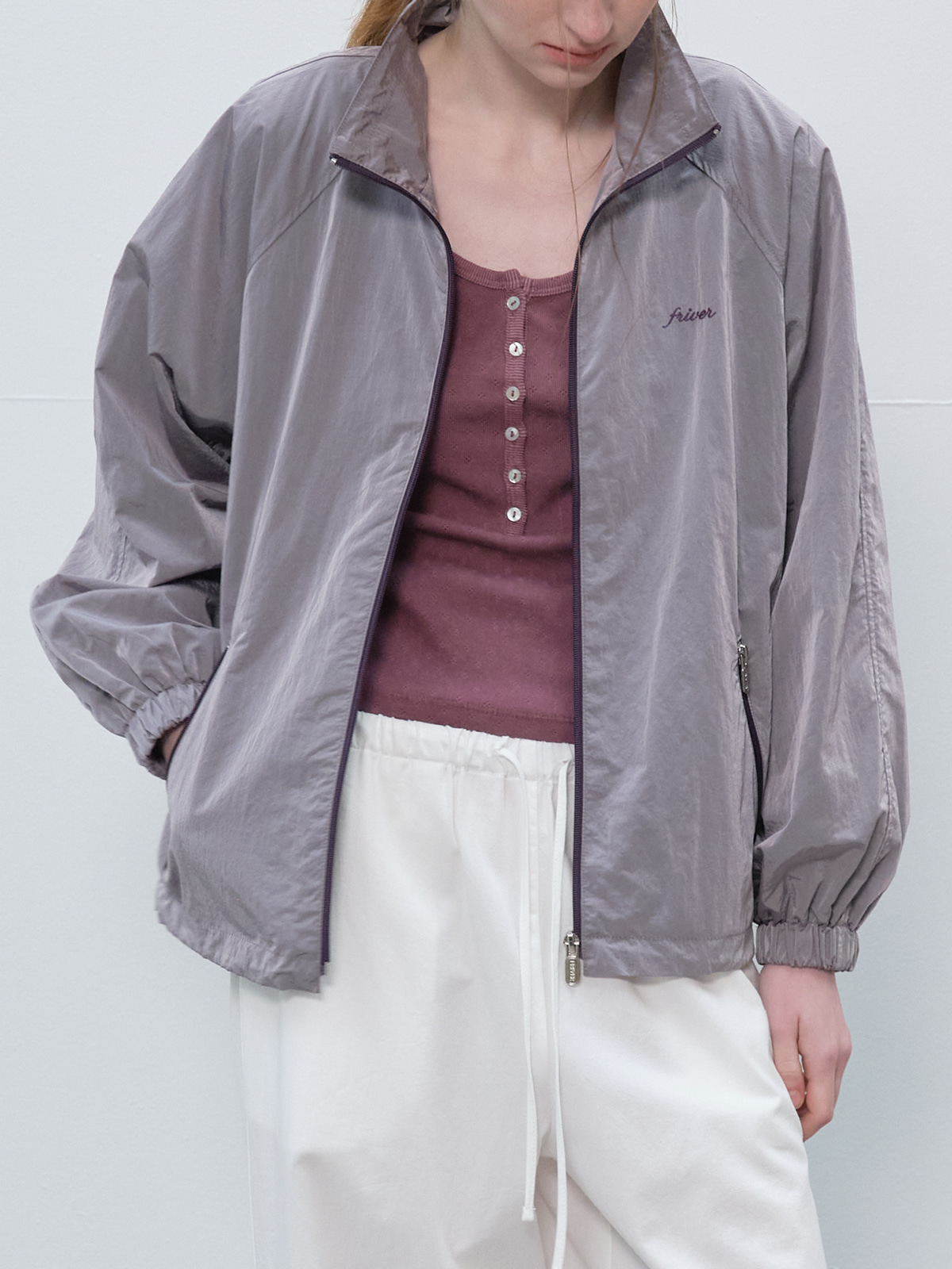 Sporty zip up nylon jumper [FRSP06JP01]_Purple