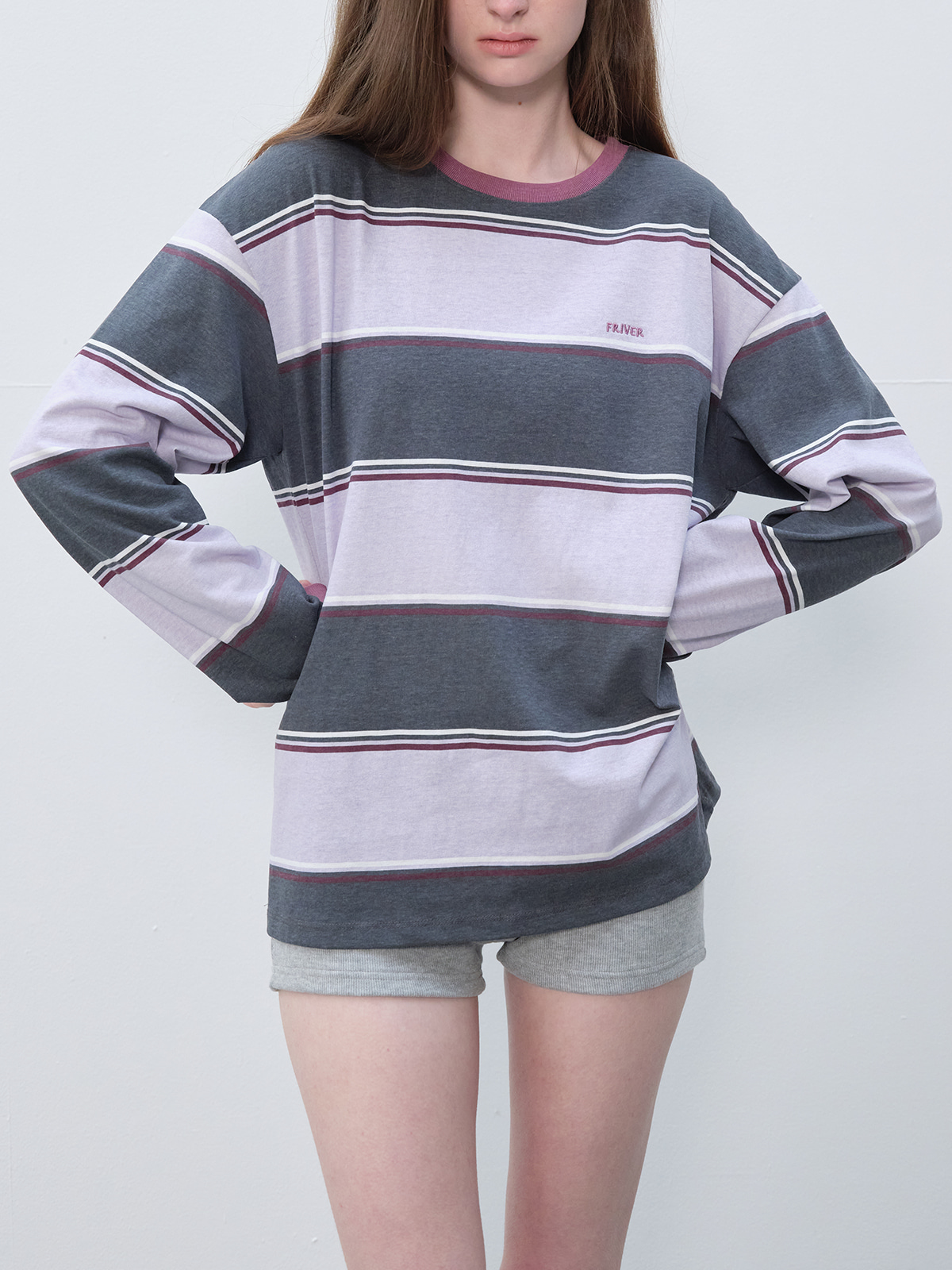 Vintage color block stripe t-shirt [FRSP06LT01]_Light purple