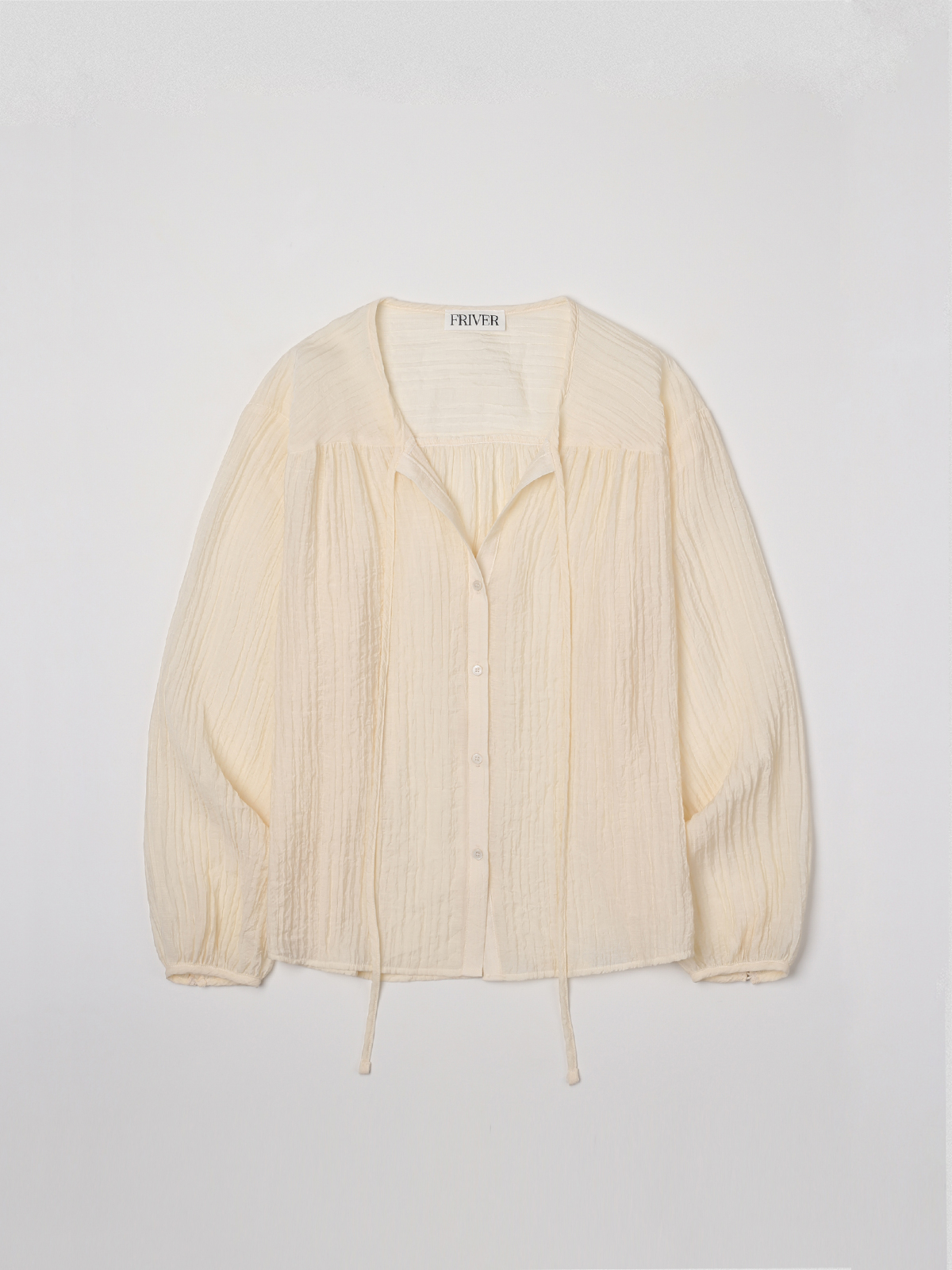Crinkle sheer tie blouse [FRSP07BL07]_Cream