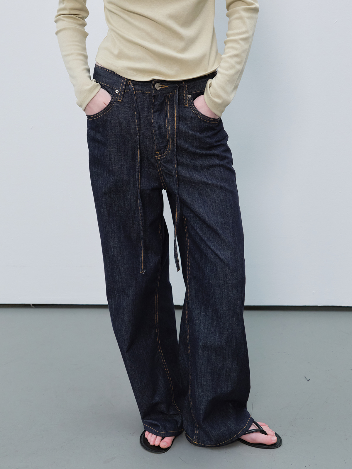 Summer string nonfade denim pants [FRSP06DP01]_Indigo