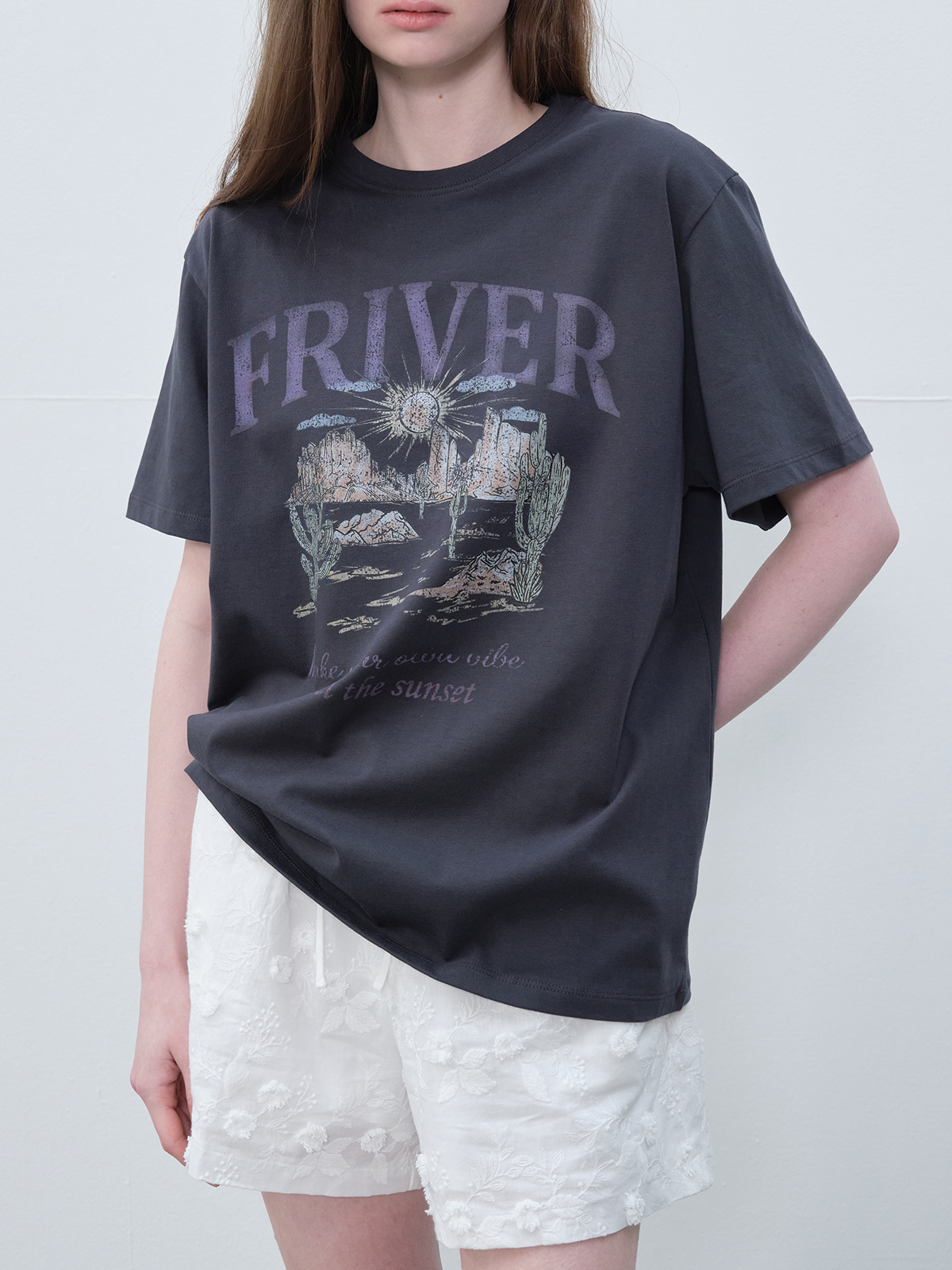 Friver sunset graphic t-shirt [FRSP06TS11]_Charcoal