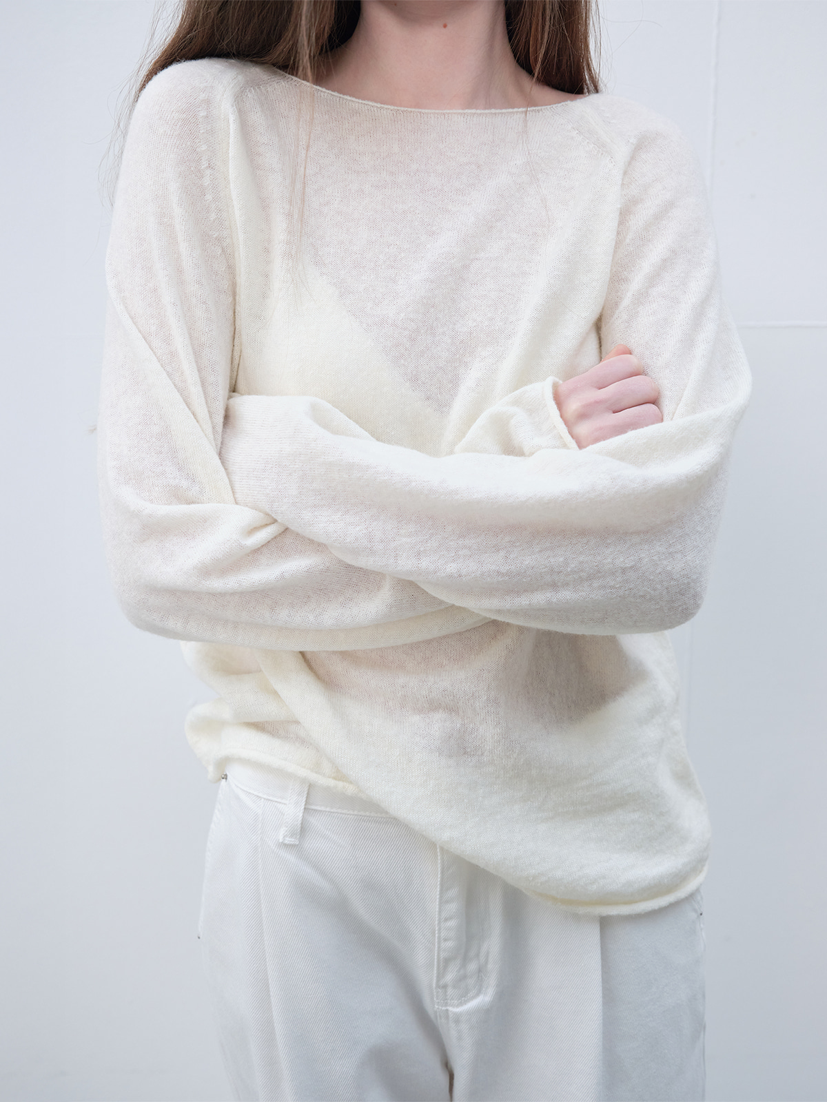 See-through long sleeve knit [FRSP06NT01]_Ivory