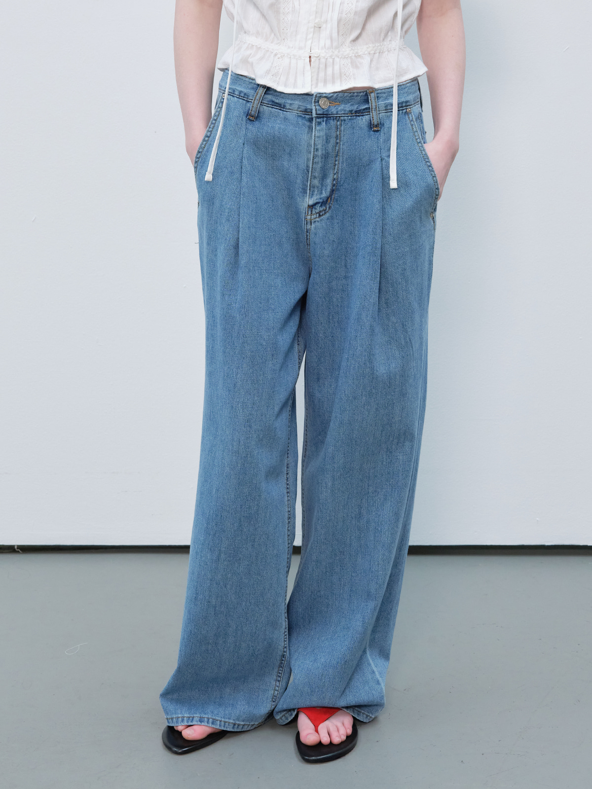 One tuck wide denim pants [FRSP06DP03]_Blue