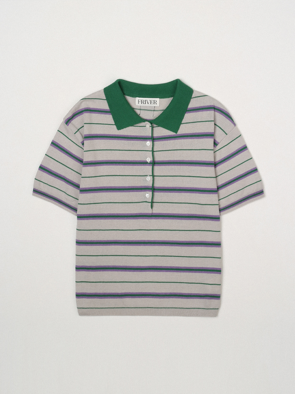 Essential stripe collar knit [FRSP07TN02]_Gray