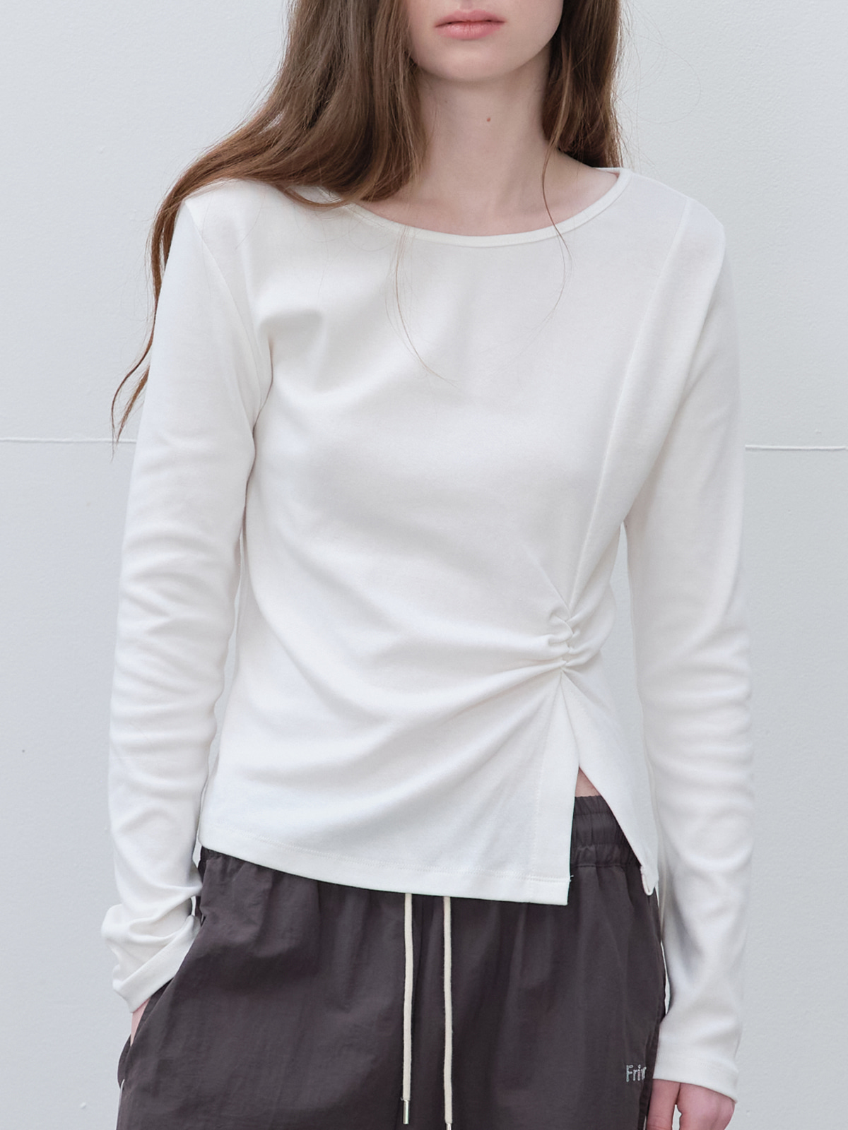 Twisted unbalanced t-shirt [FRSP06LT10]_White