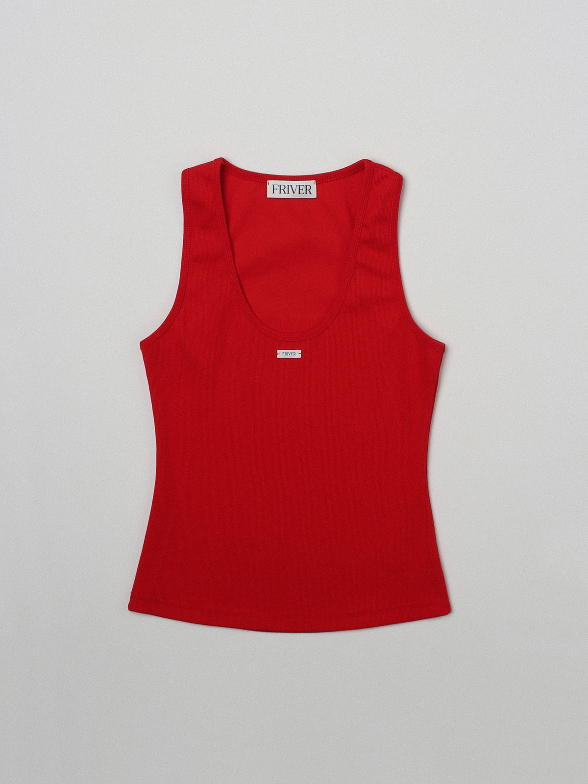 U-neck label point sleeveless top [FRSP07SL03]_Red