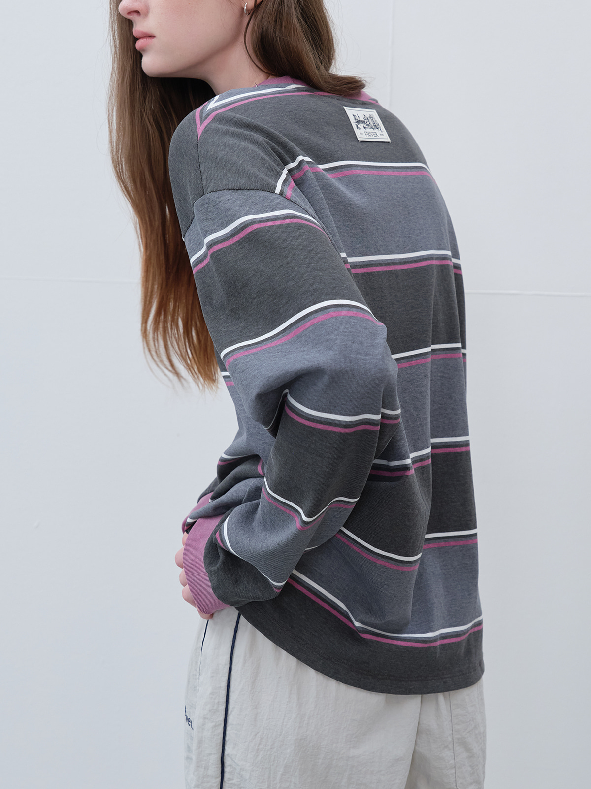 Vintage color block stripe t-shirt [FRSP06LT02]_Gray