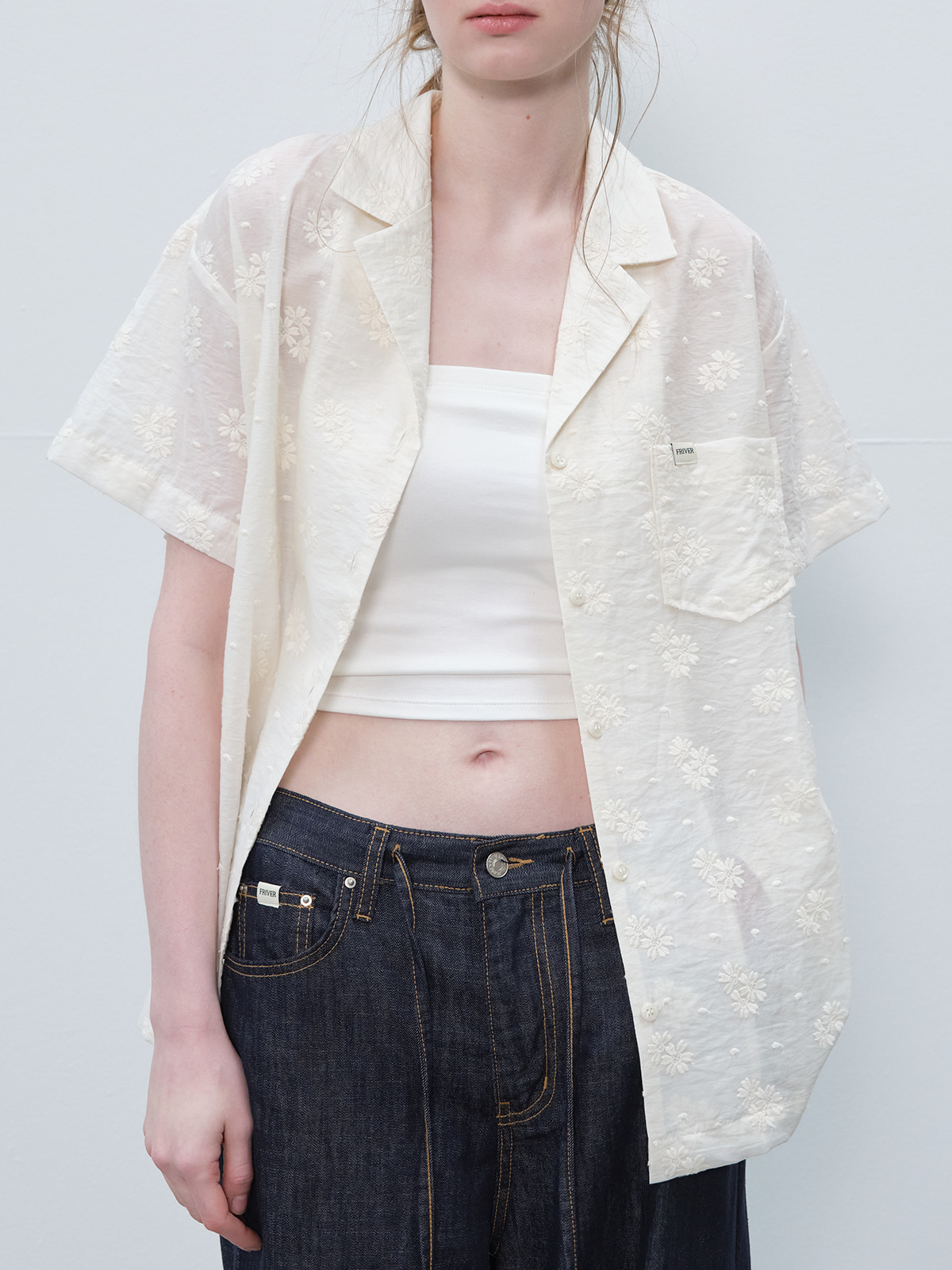 Vintage flower lace half shirt [FRSP06SH01]_Ivory
