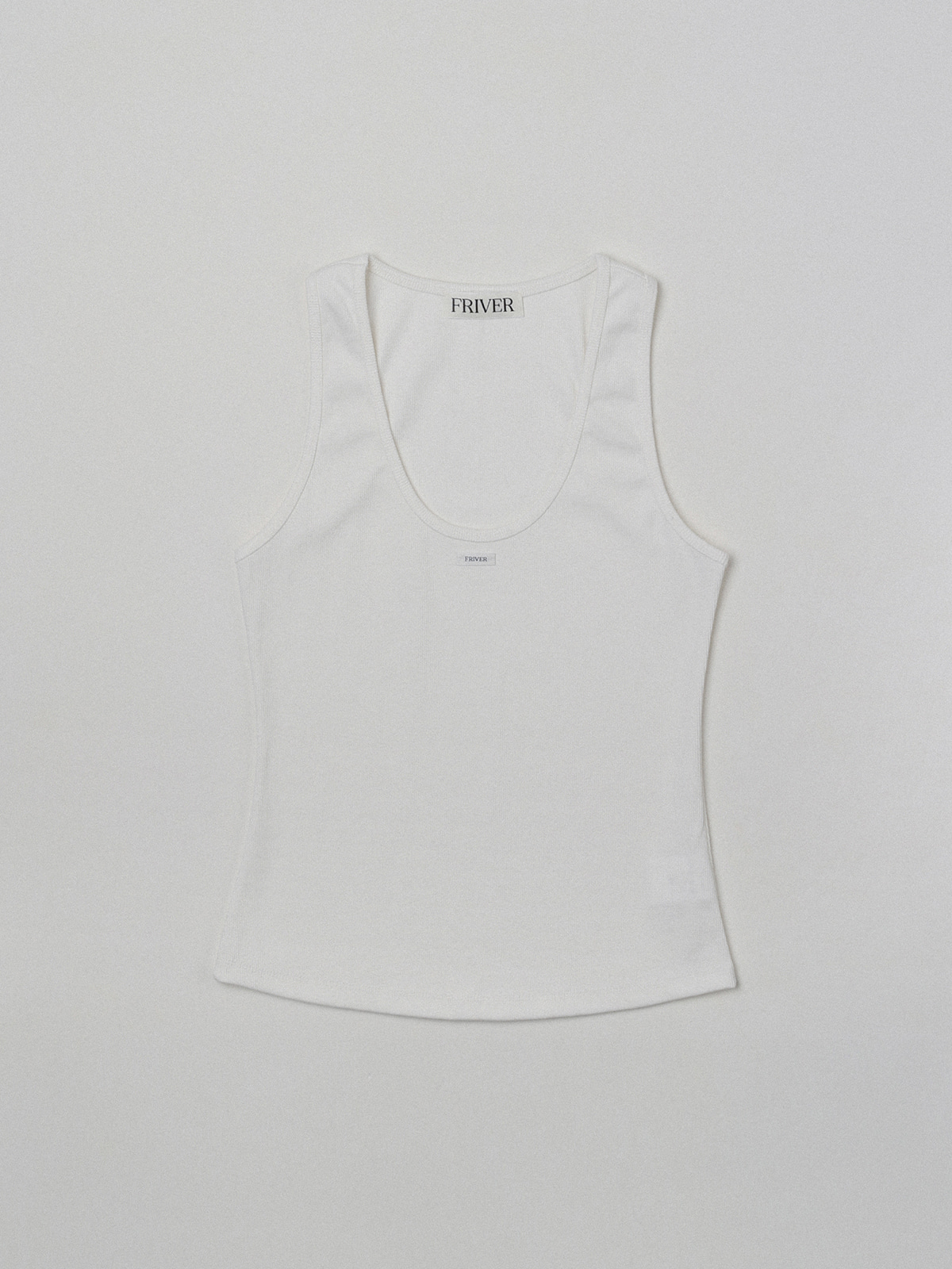 U-neck label point sleeveless top [FRSP07SL02]_White
