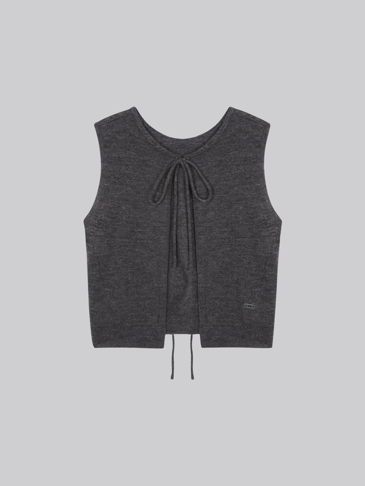 [K-POPアイドル着用] Two-way kid ribbon knit vest_Charcoal