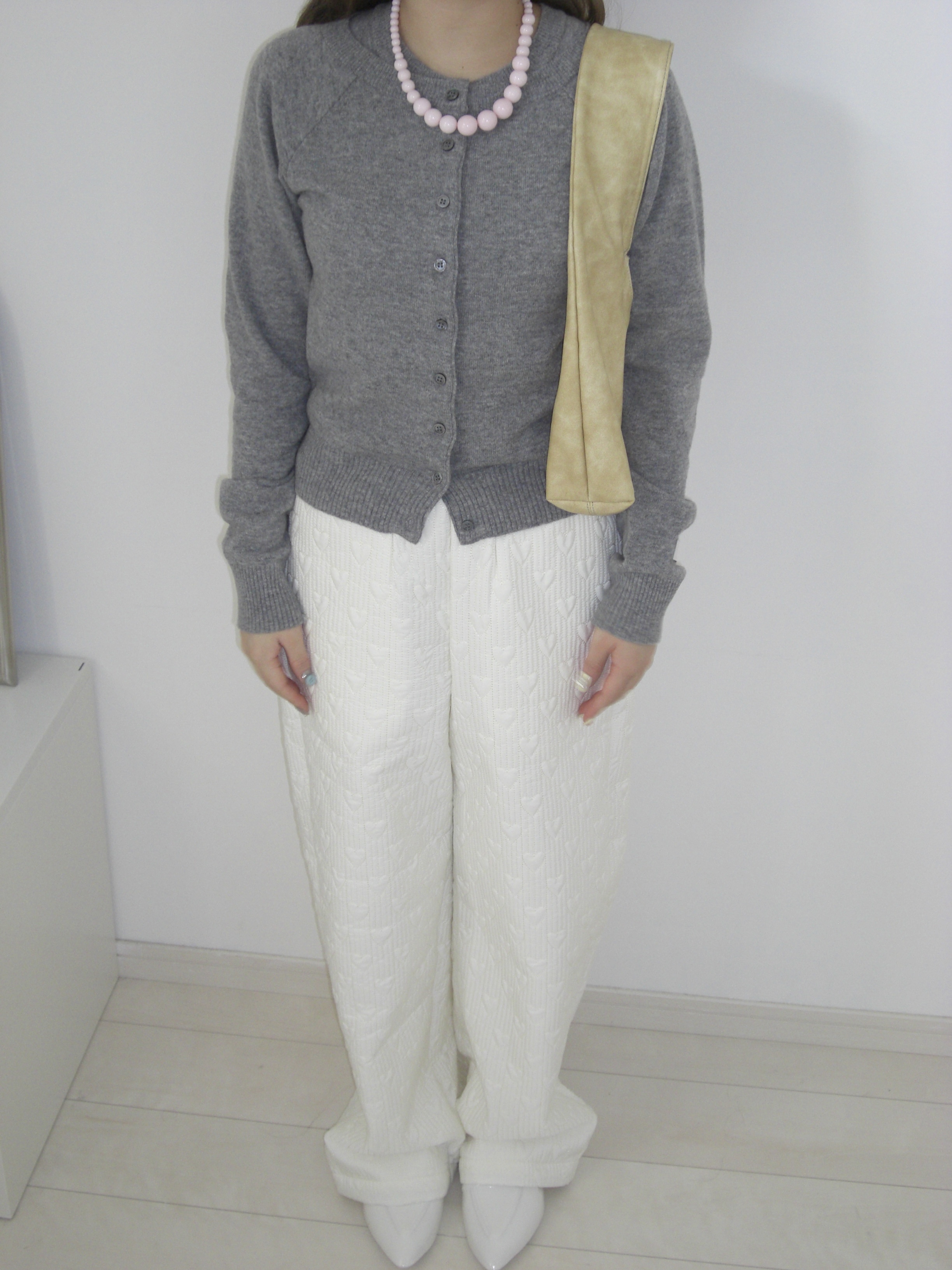 [yang x DIAGONAL] HEART STITCHED PADDING PANTS (cream)