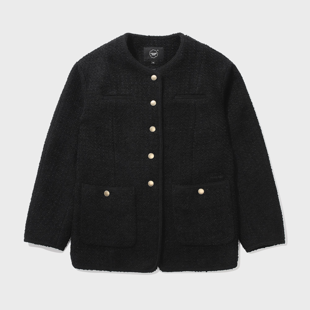 COVERNAT ♥Women's Wool Tweed Half Jacket/追跡付 WOMEN WOOL TWEED HALF JACKET - BK | ファッション通販サイト NUGU