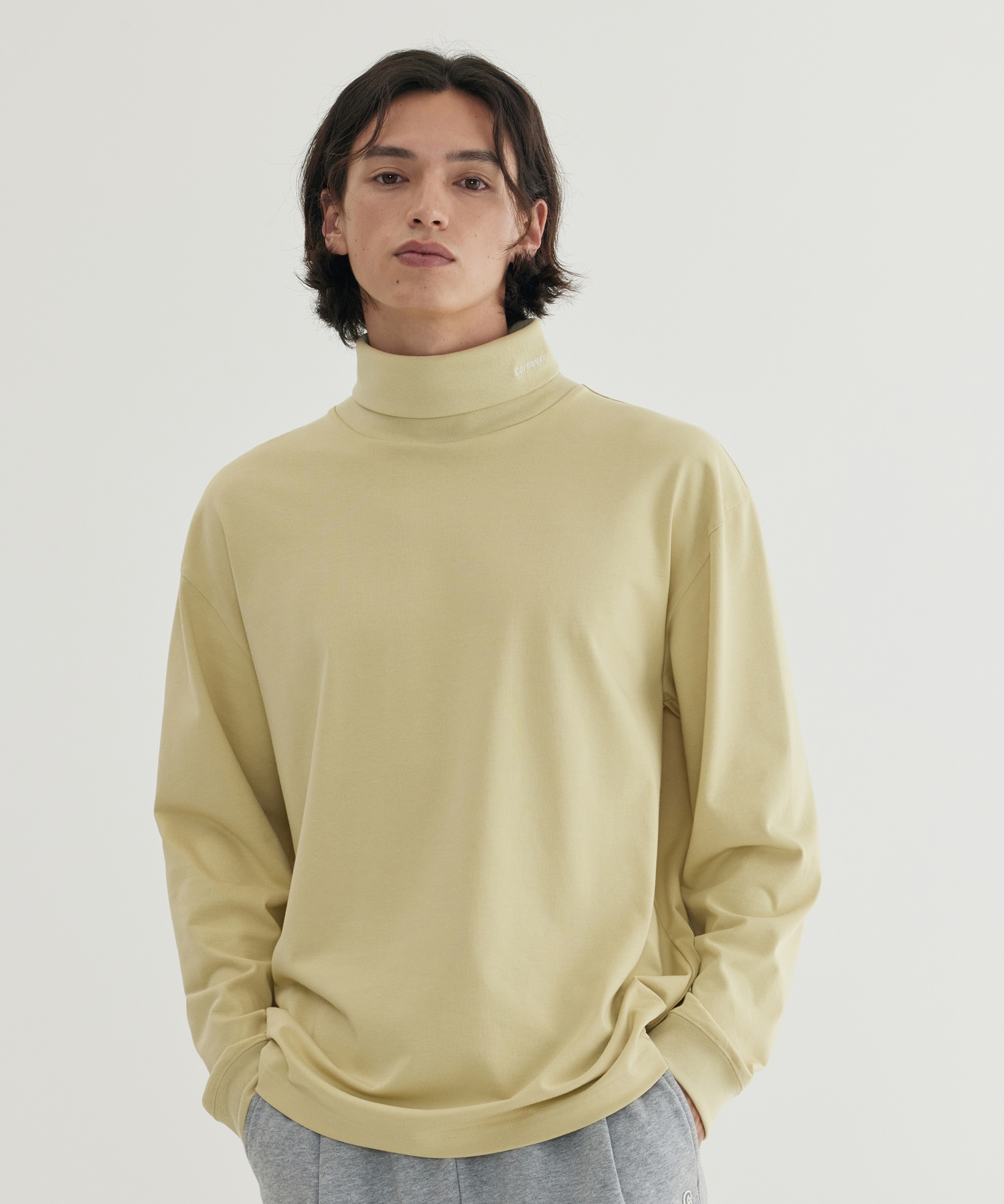 SOFT LAYERED TURTLENECK LONG SLEEVE - Light Olive | ファッション