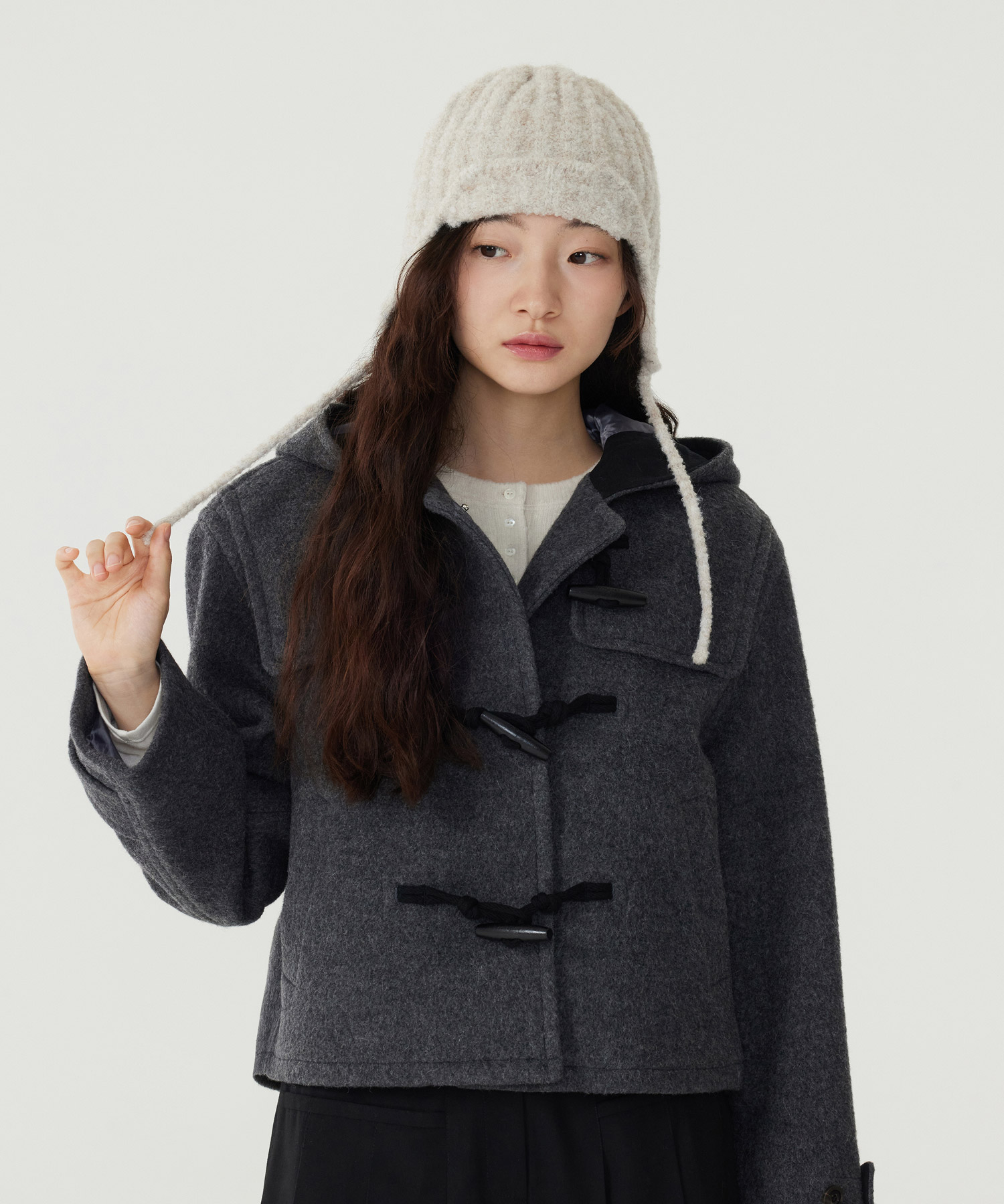 WOMAN EDIN SHORT DUFFLE COAT - Dark Gray