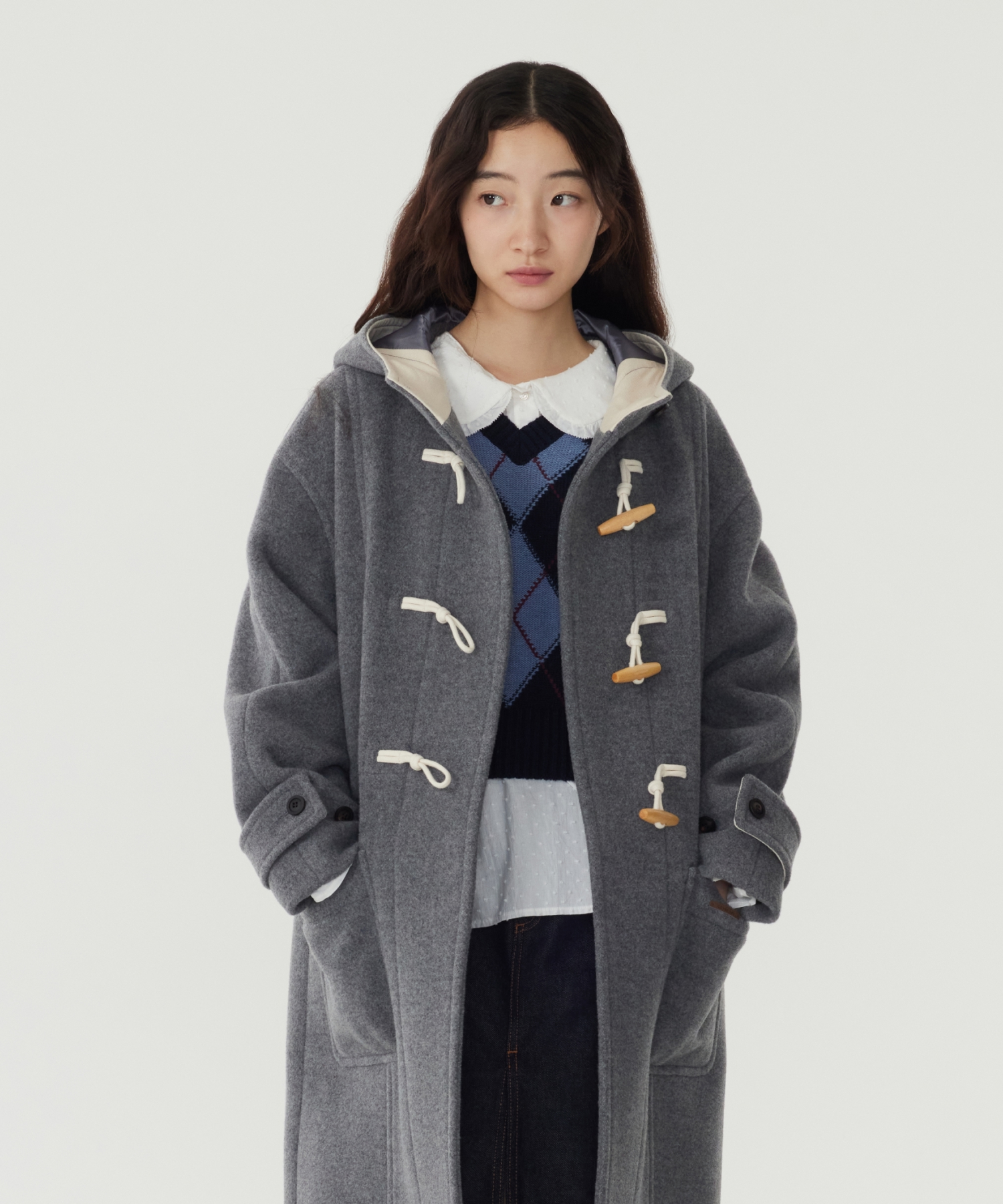 WOMAN EDIN WOOL DUFFLE COAT - Melange Gray