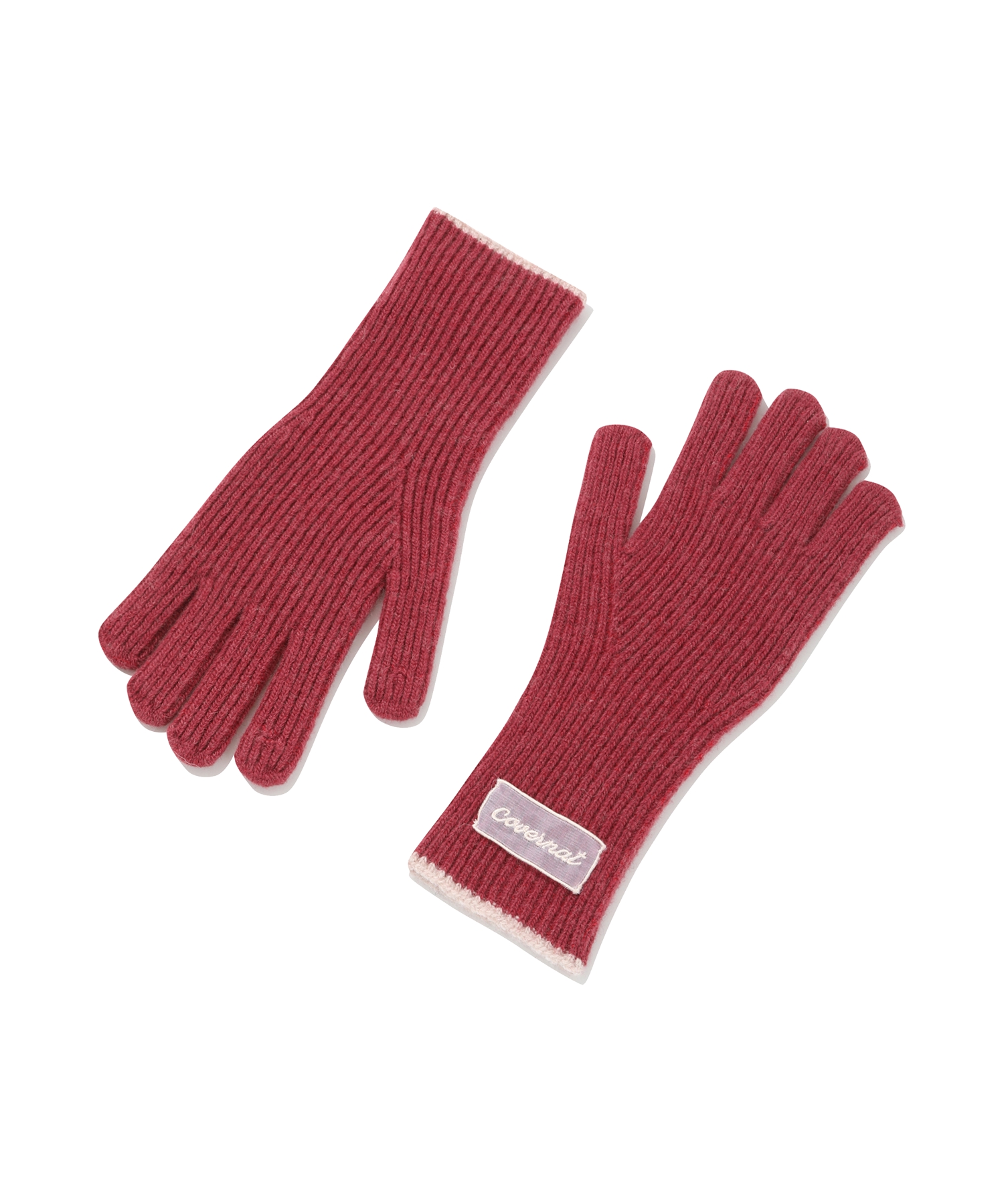 WOMAN CLOVER HEART MELANGE TIP LAMBSWOOL GLOVES - Grape