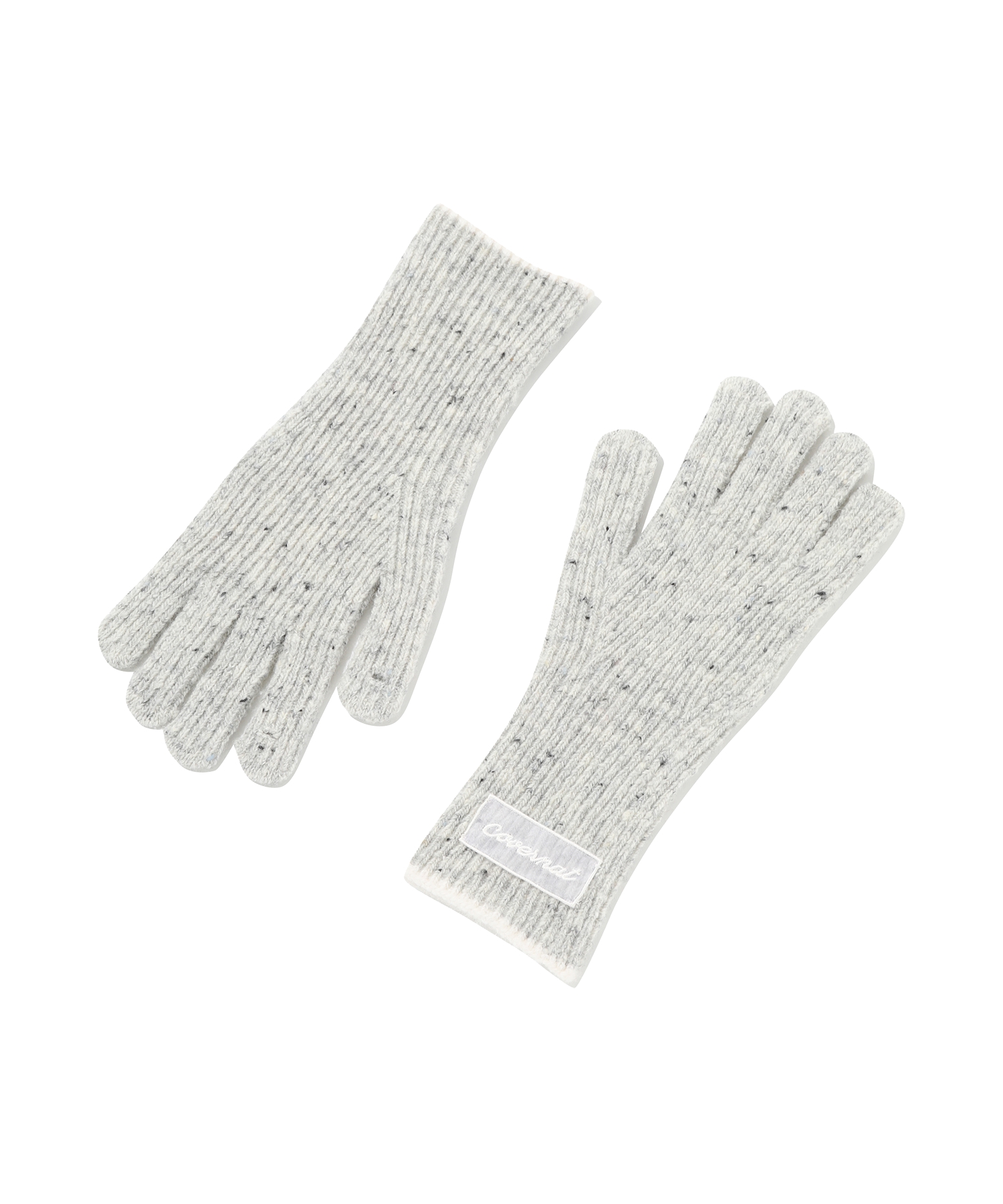 WOMAN CLOVER HEART MELANGE TIP LAMBSWOOL GLOVES - Light Gray