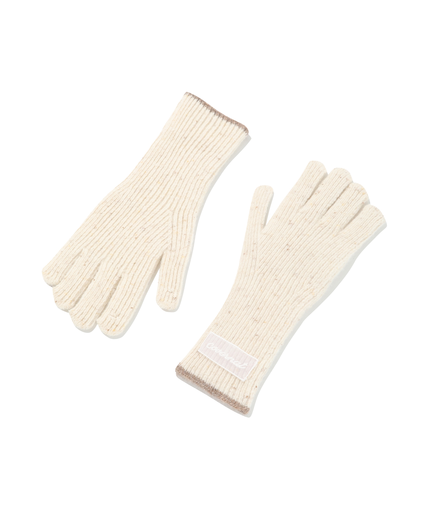 WOMAN CLOVER HEART MELANGE TIP LAMBSWOOL GLOVES - Oatmeal
