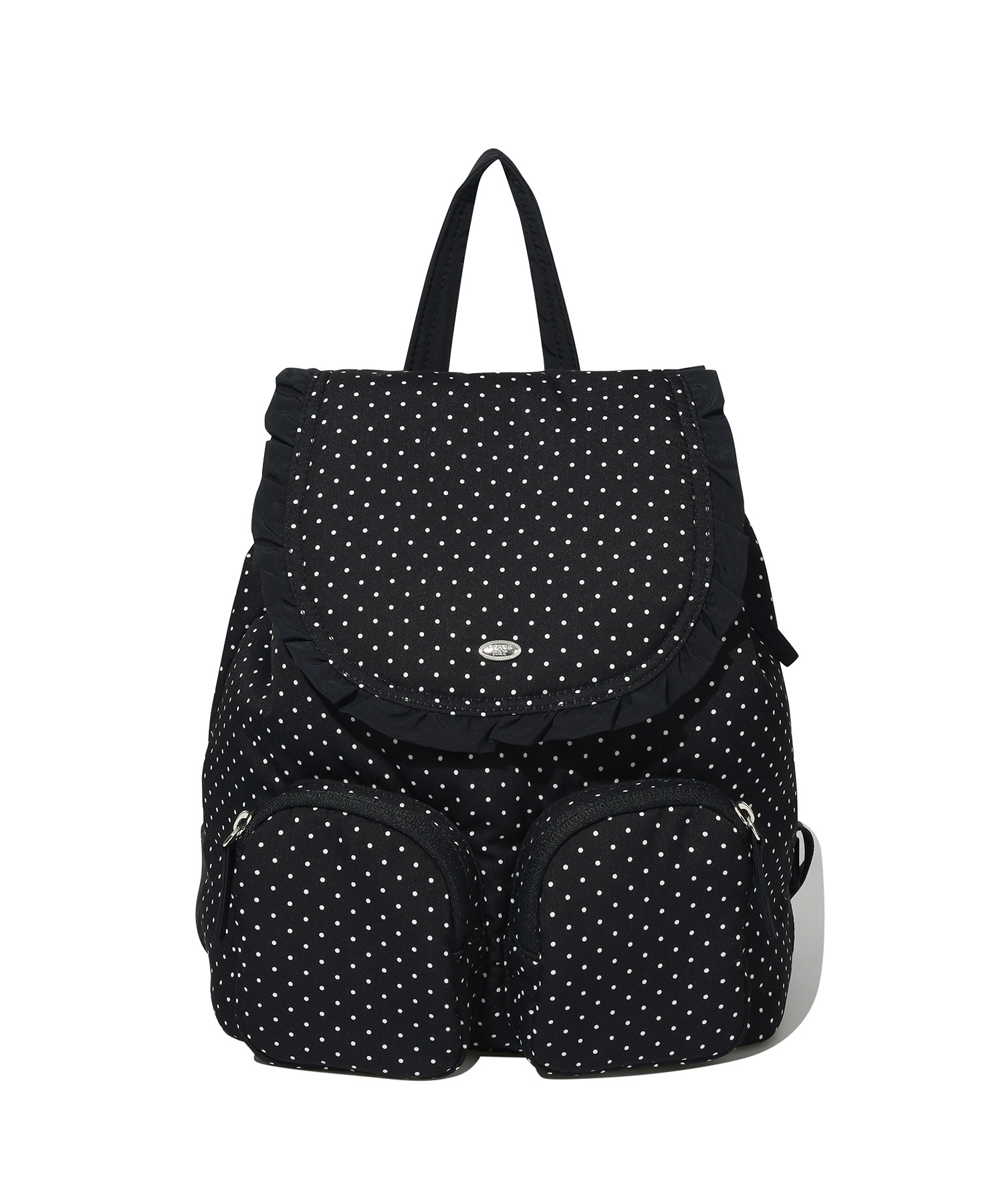 CLOVER HEART DOT PADED FRILL BACKPACK - Black