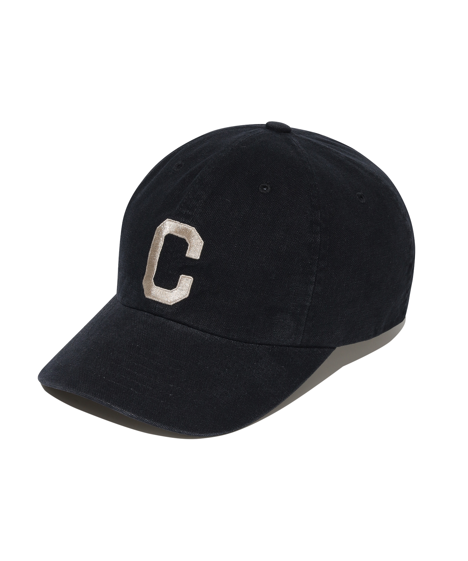 C LOGO OXFORD WASHING 6PANEL CAP - Black