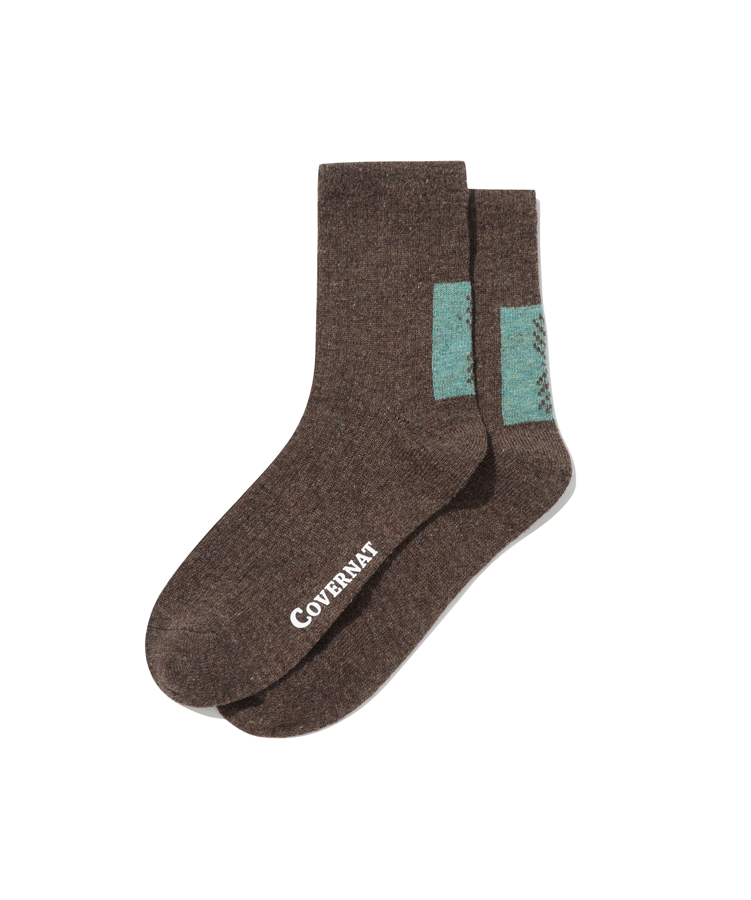 CHEVRON WOOL SOCKS - Melange Brown