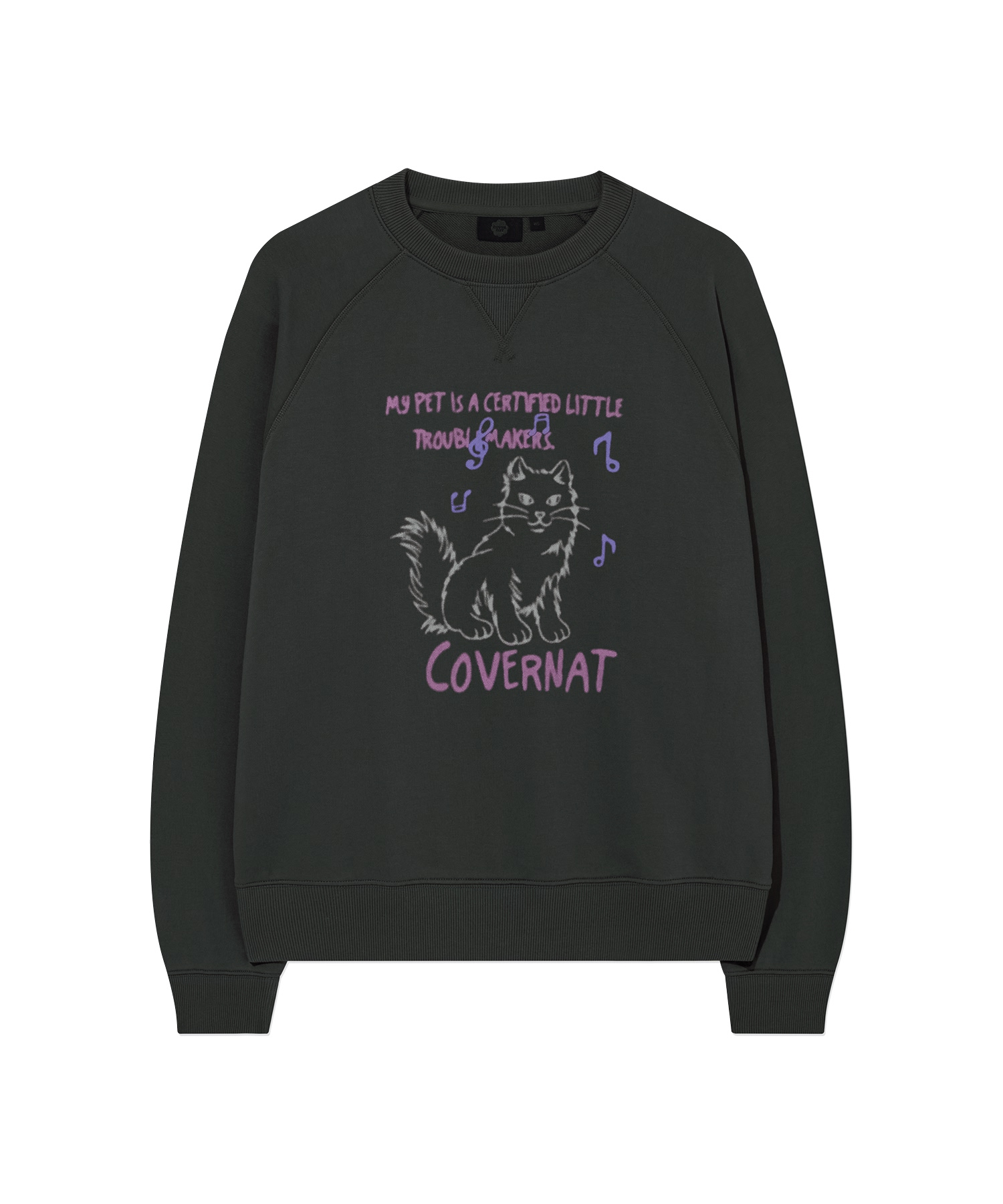 WOMEN CAT GRAPHIC SWEATSHIRT - Charcoal