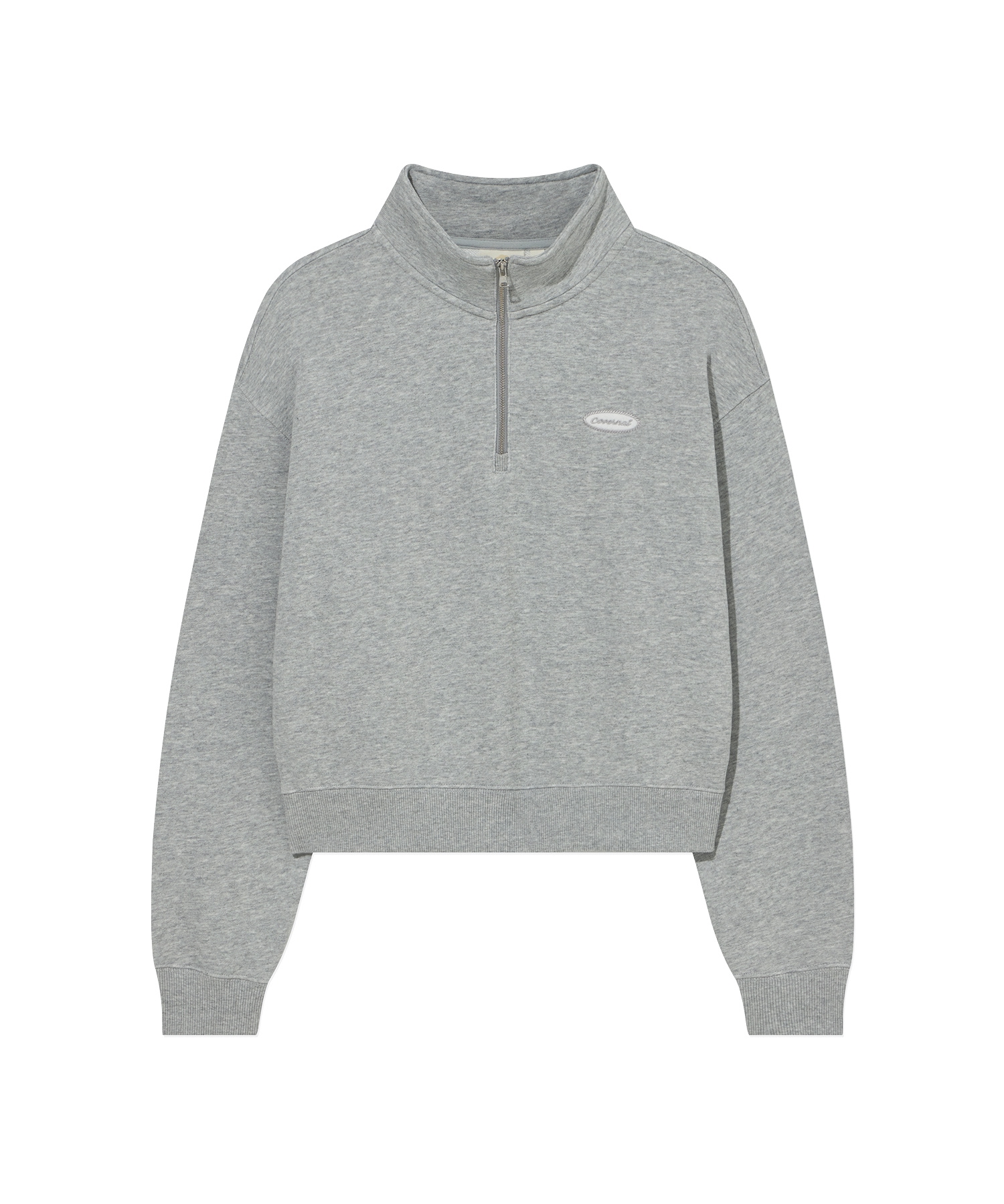 WOMEN HALF ZIP-UP SWEATSHIRT - Melange Gray