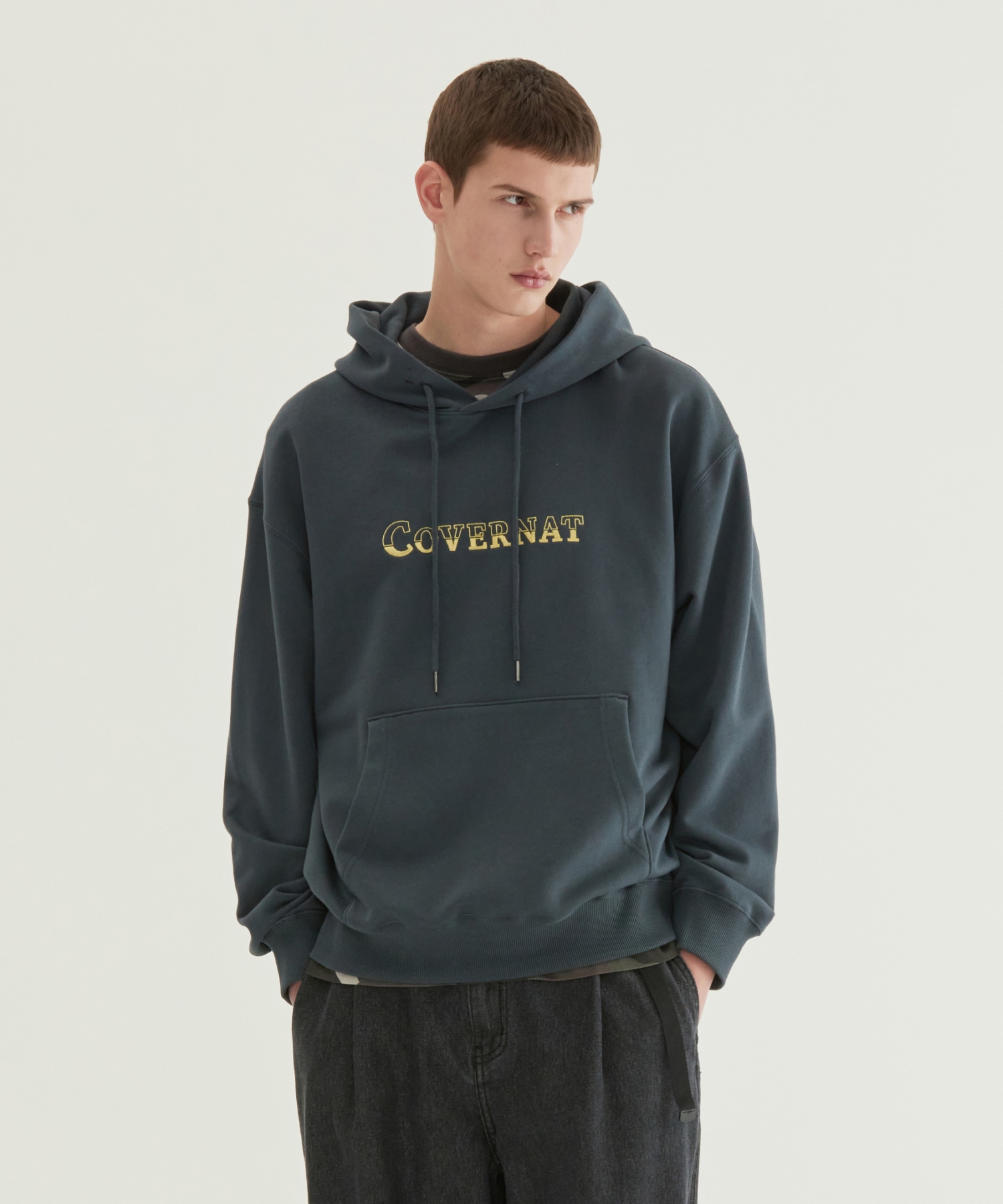 TWO TONE LOGO HOODIE - Grayish Blue