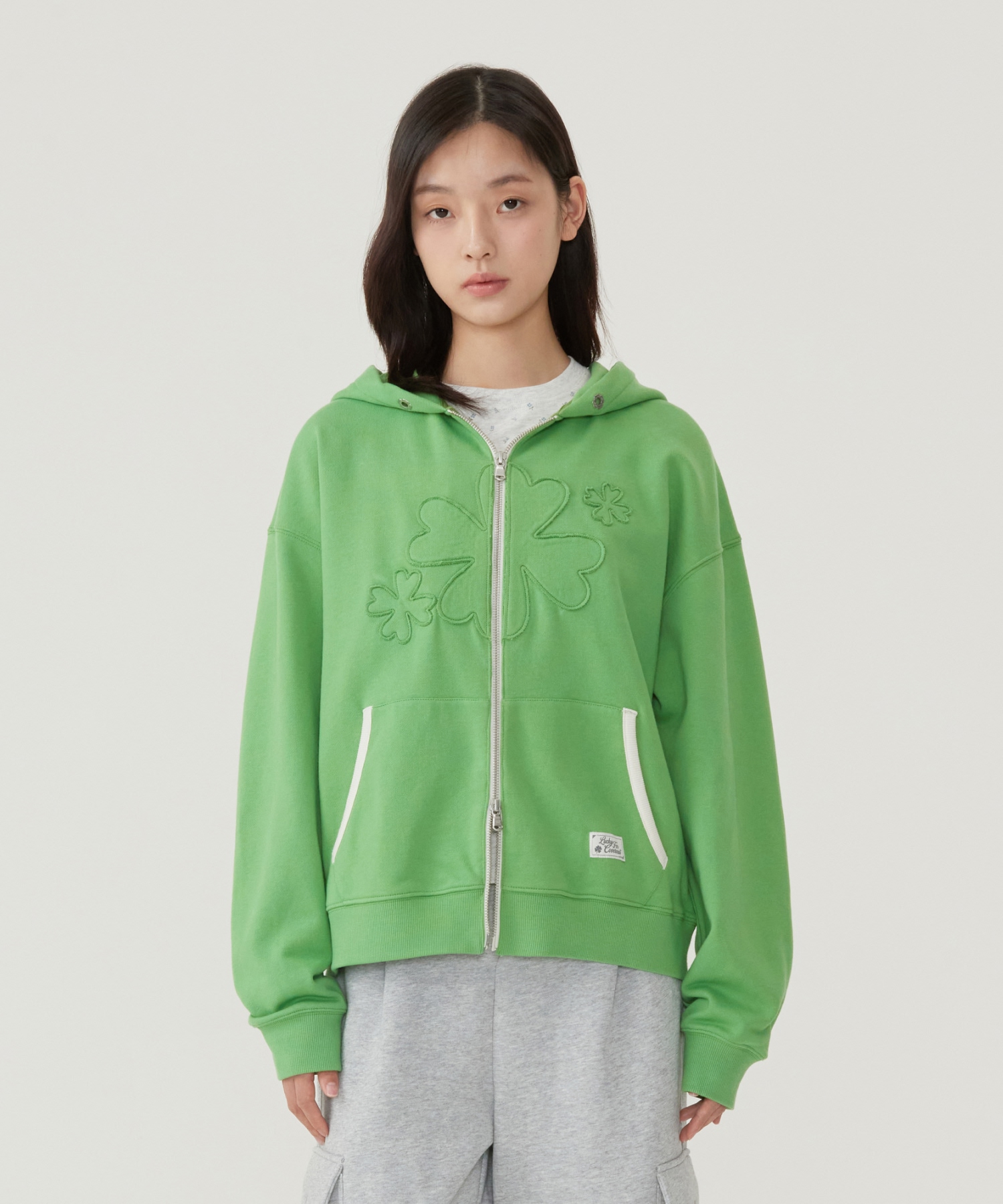 WOMAN OVERSIZED ZIP-UP HOODIE - Green