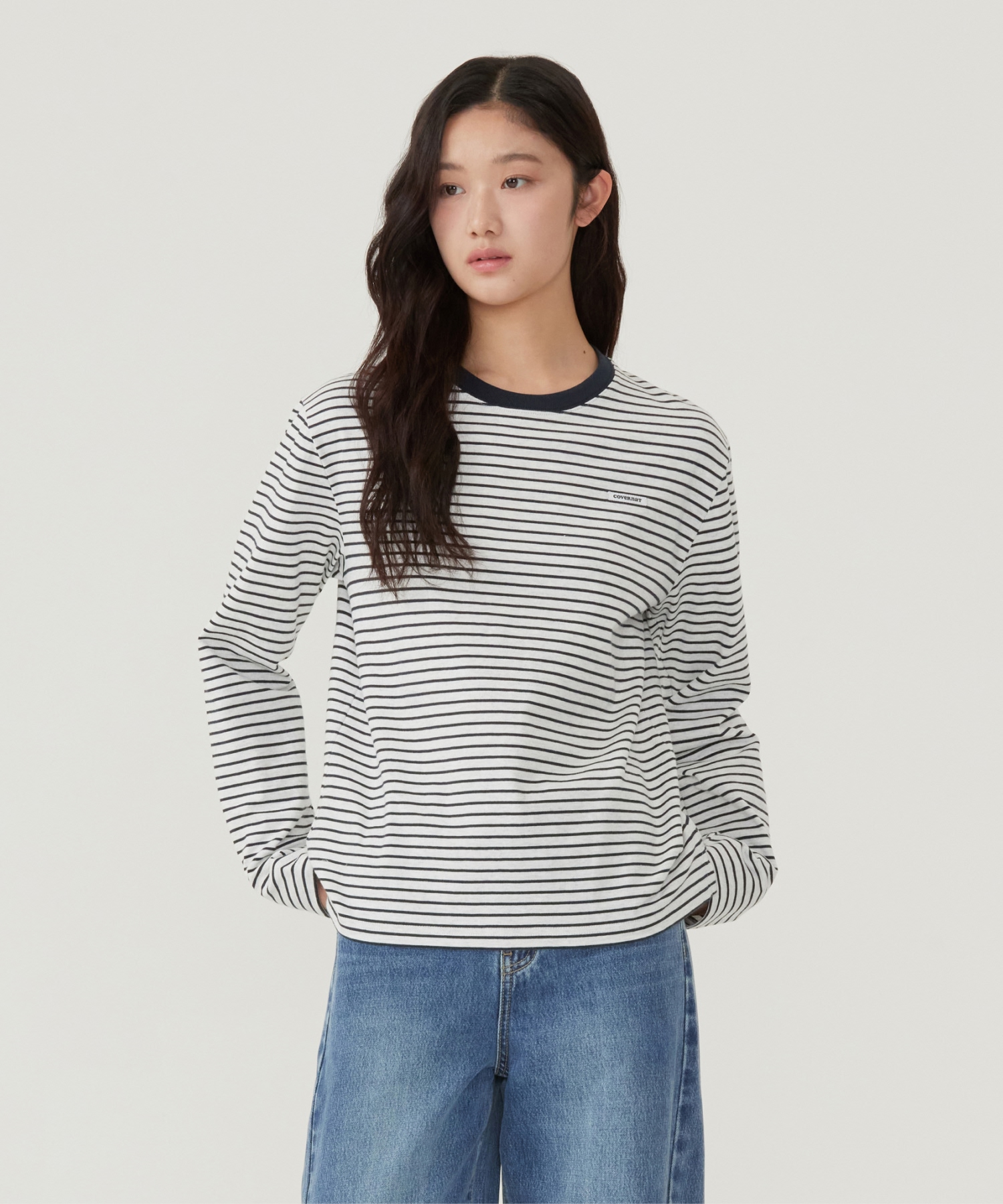 3Mi－Ki　0922 WOMEN STRIPED LONG-SLEEVE - Heather Gray | ファッション通販サイト NUGU
