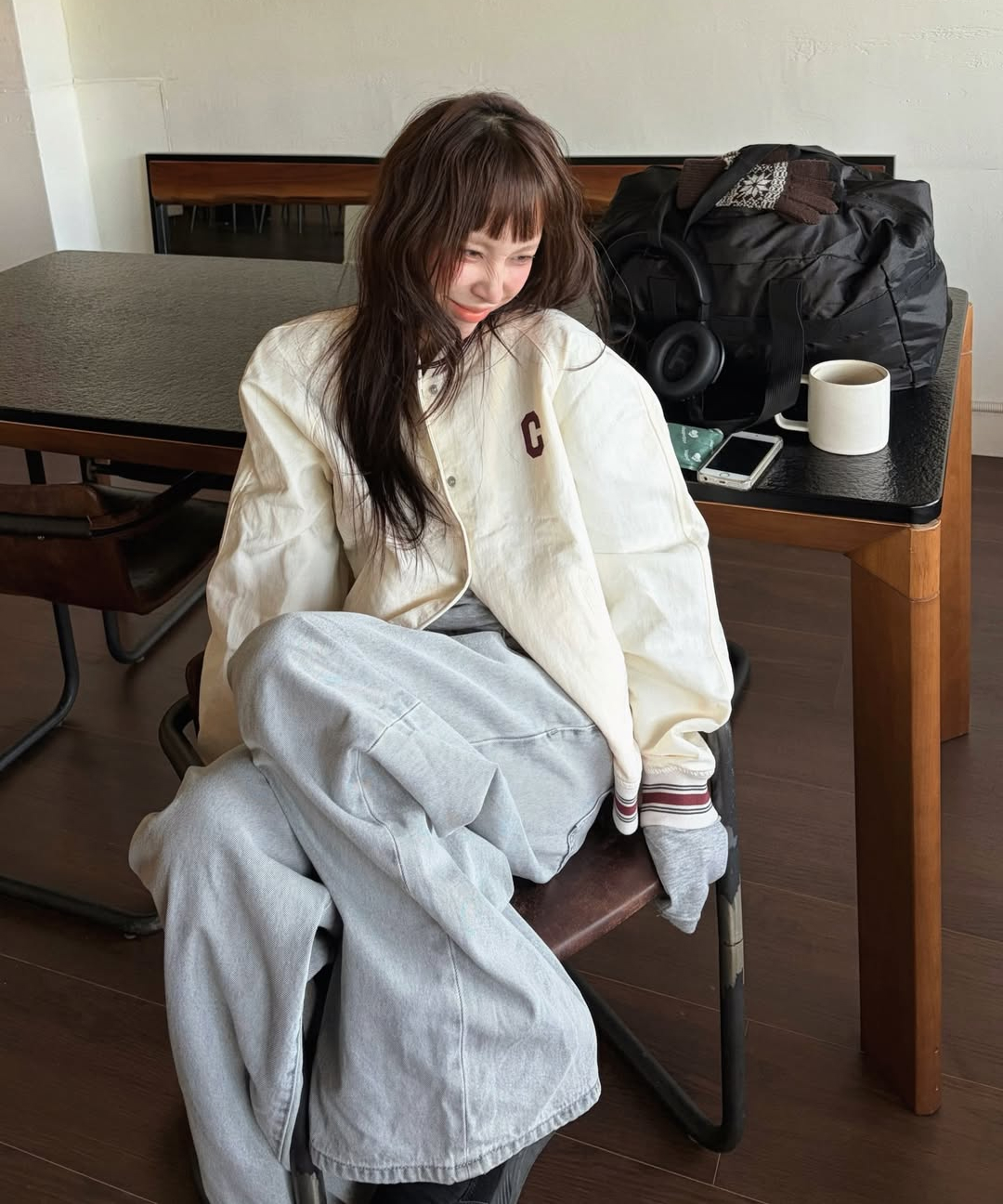 WOMEN WIDE DENIM PANTS - Light Gray