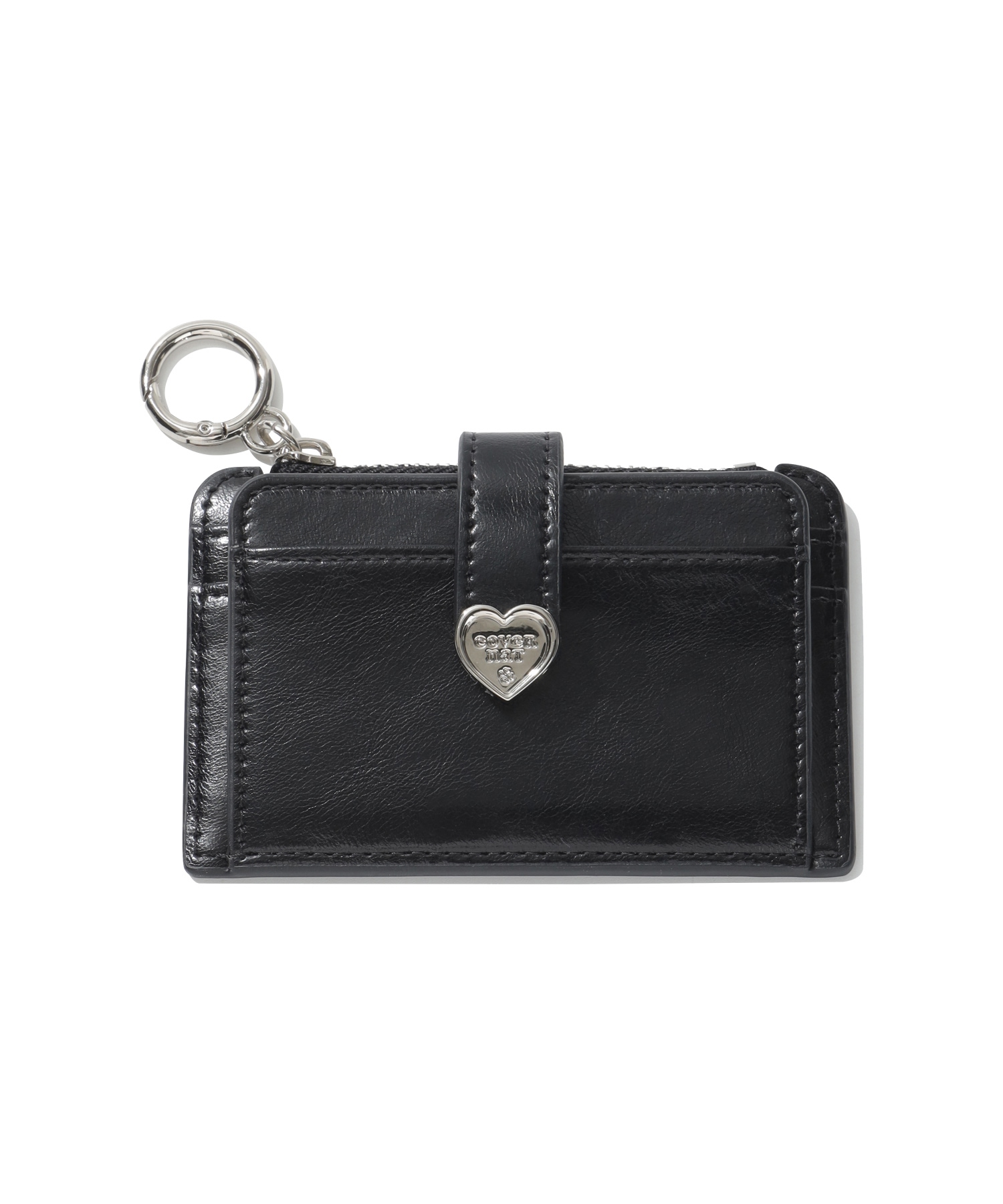 WOMEN CLOVER HEART TOP-ZIP WALLET - Black