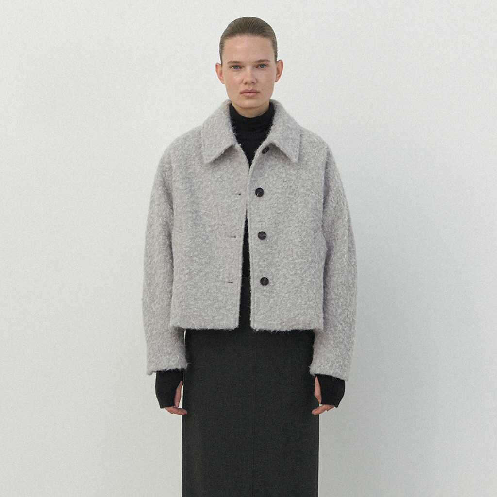 Aachen Wool Blend Collar Tweed Jacket - Resort Black