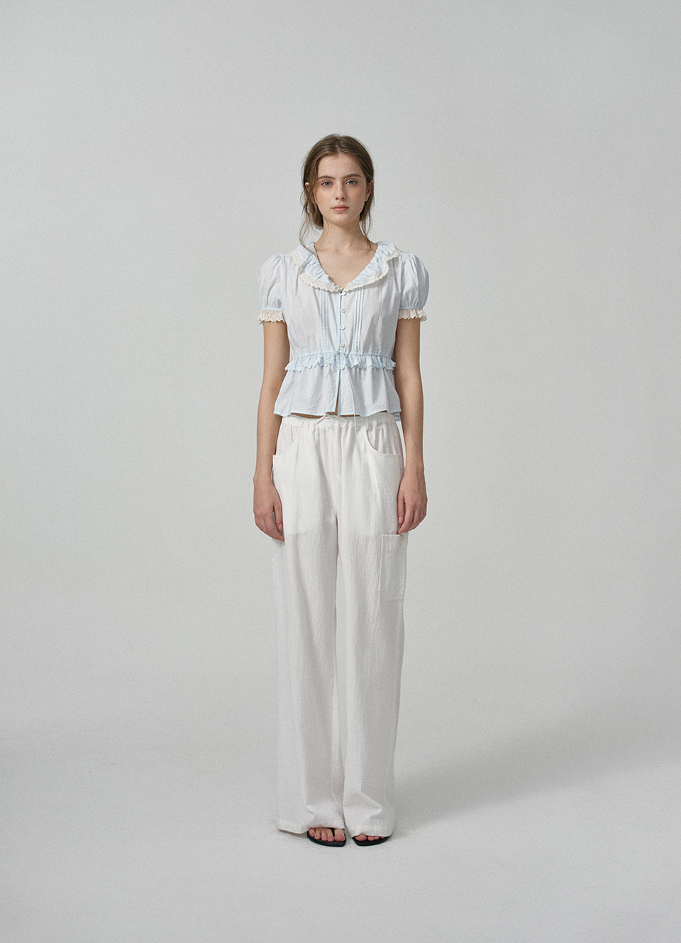 Camille Ruffle Collar Blouse_Light Blue