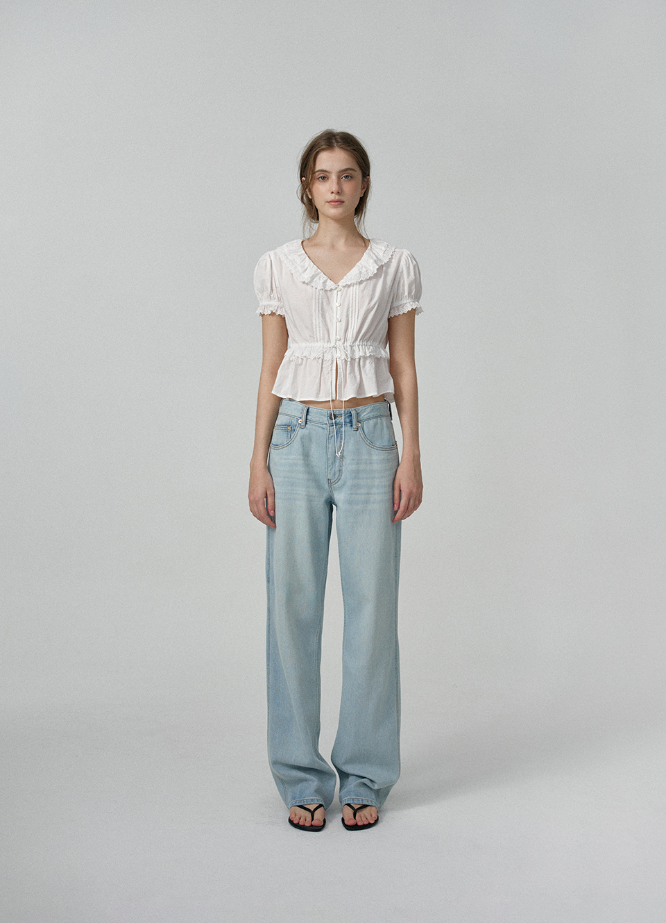 Camille Ruffle Collar Blouse_White