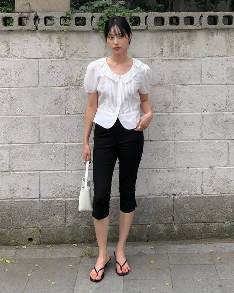 [20th] Capri Slit Pants_Black