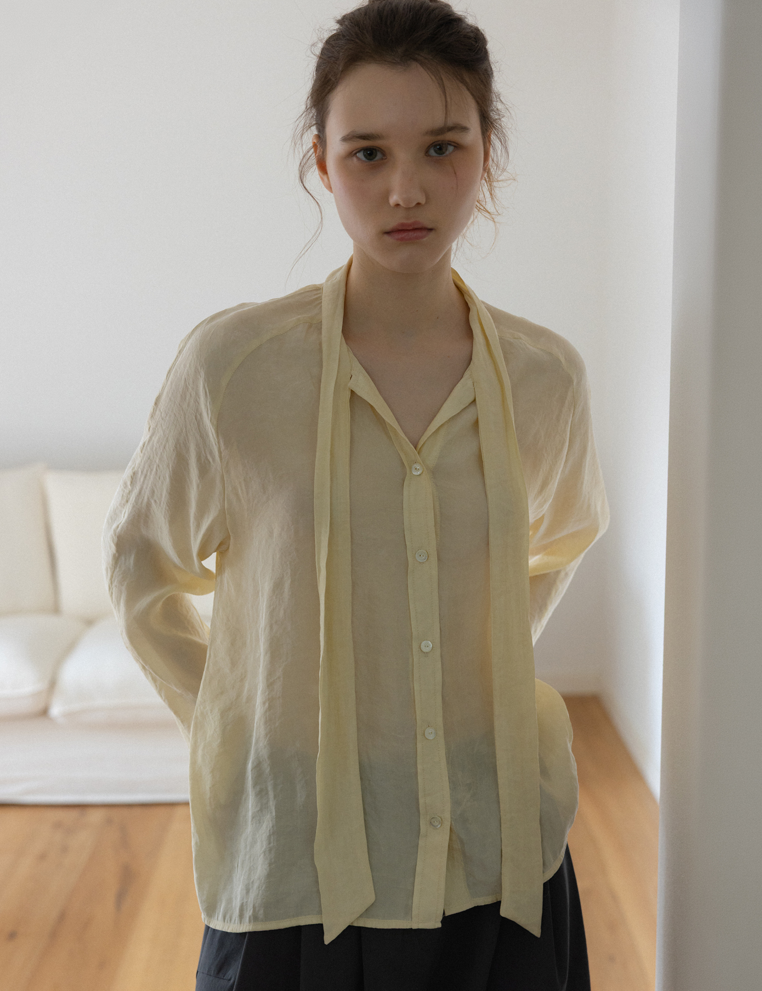 Cecile Tie Blouse (Light Yellow)