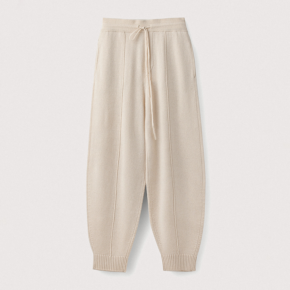 Wool Cashmere Jogger Pants_Cream
