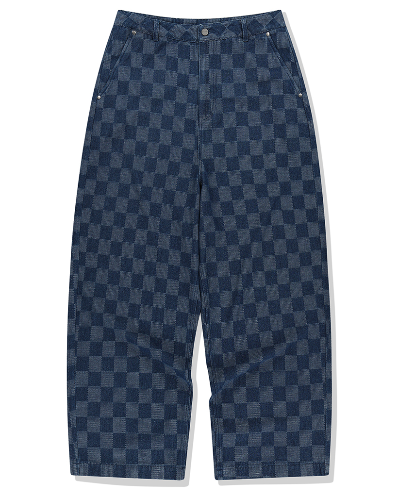 [nugu限定商品] Checkerboard Baggy Fit Denim Pants - Deep Blue | ファッション通販サイト ...