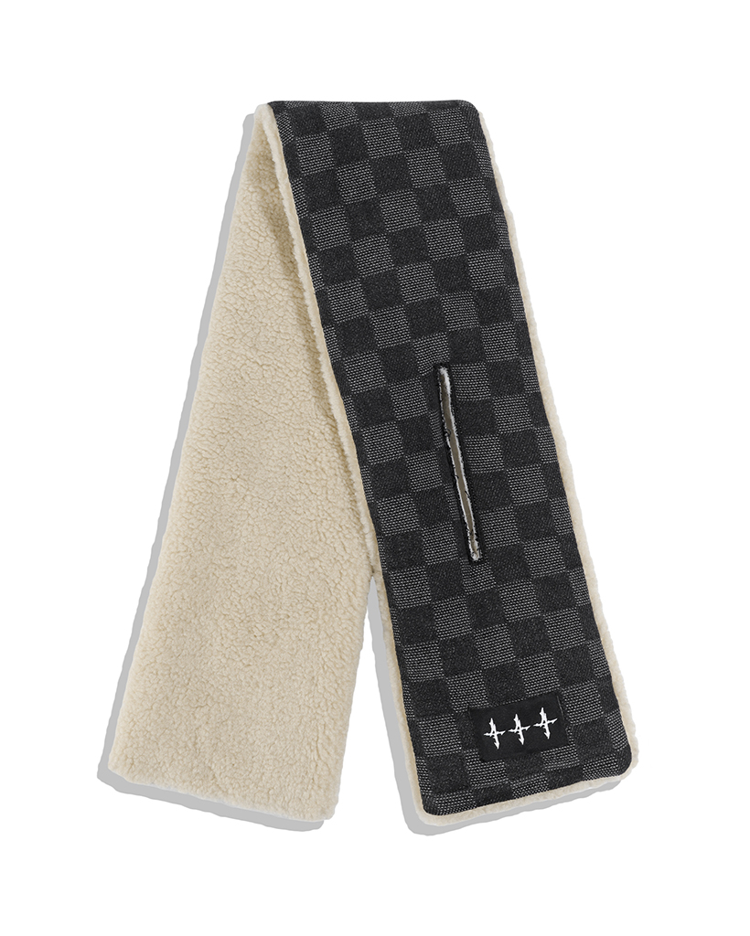 [nugu限定商品] Checkerboard Fleece Muffler - Black