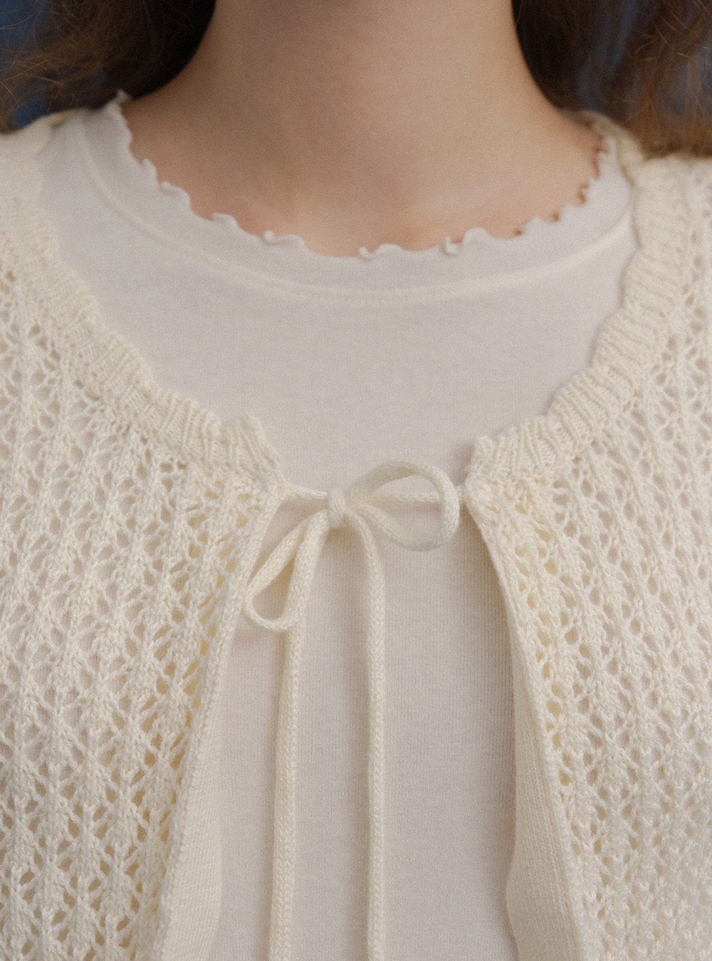 JILTU scallop knit cardigan（グレー） JILTU scallop knit cardigan（グレー）