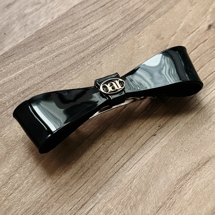 Classic Marble RIbbon Hair Barrette [Black] 대표2.jpg